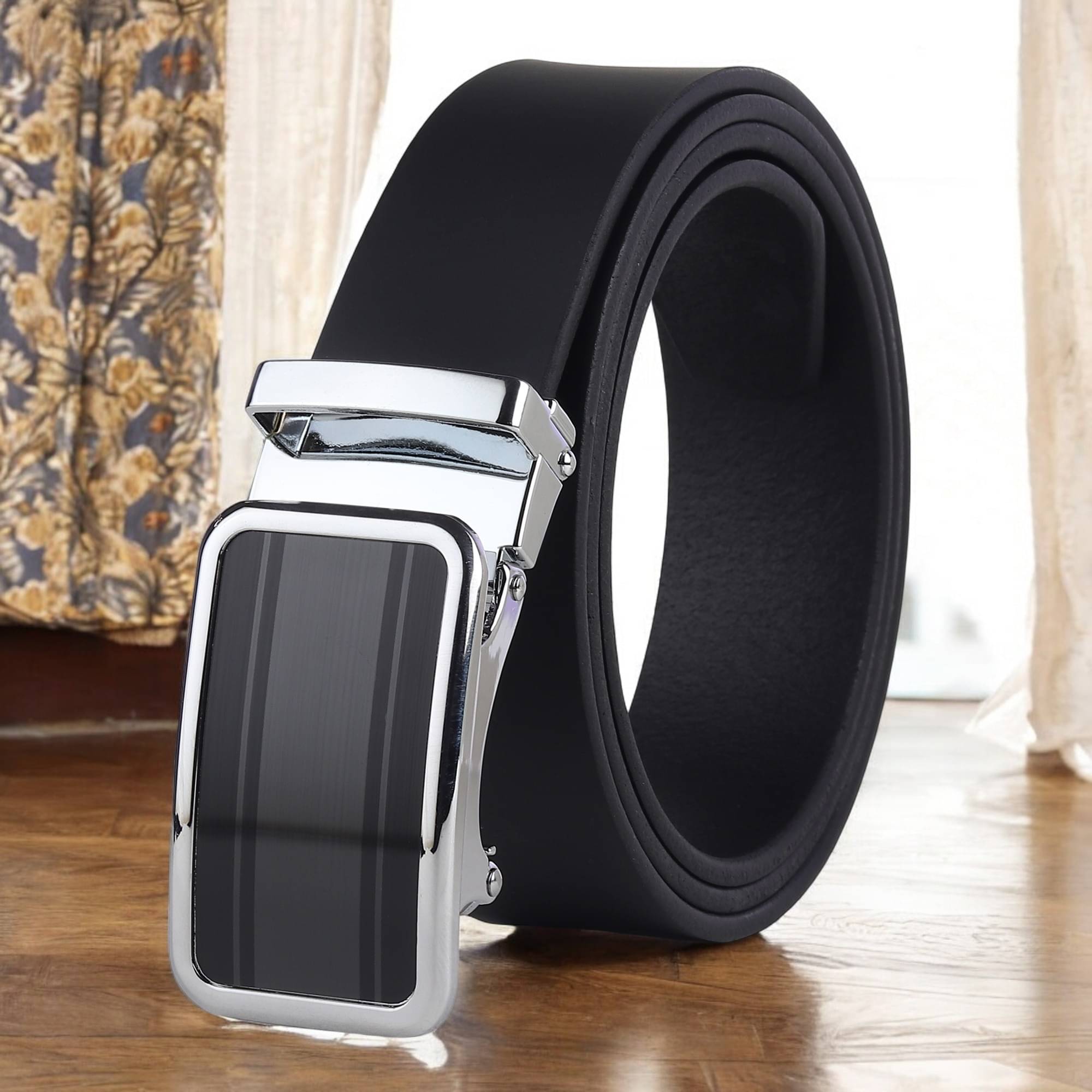     			SUNSHOPPING - Black 100% Leather Men's Formal Belt ( Pack of 1 )
