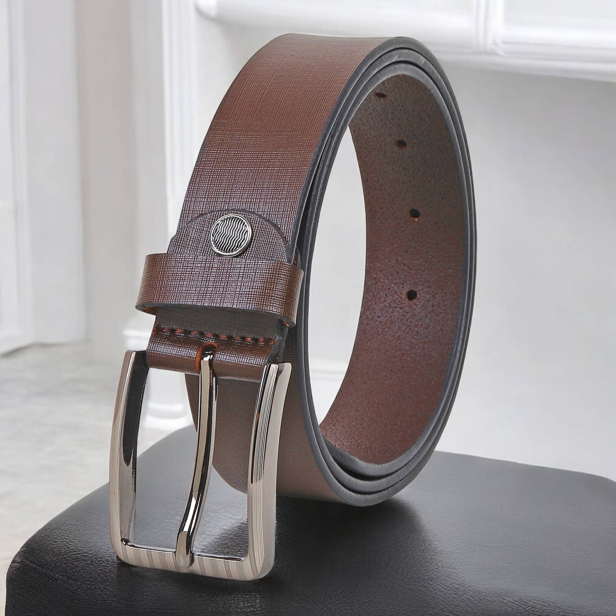     			SUNSHOPPING - Brown 100% Leather Men's Formal Belt ( Pack of 1 )