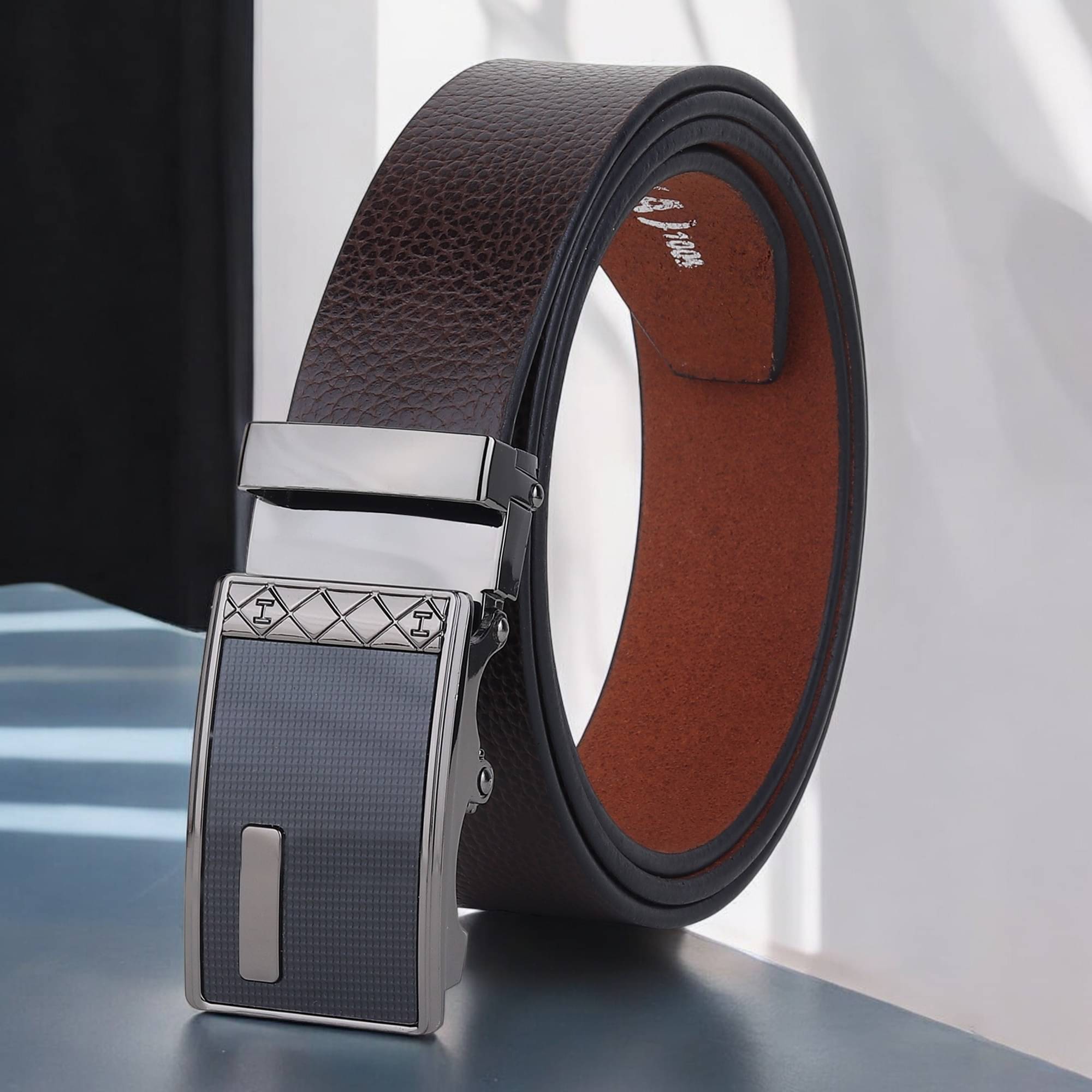     			SUNSHOPPING - Brown 100% Leather Men's Formal Belt ( Pack of 1 )