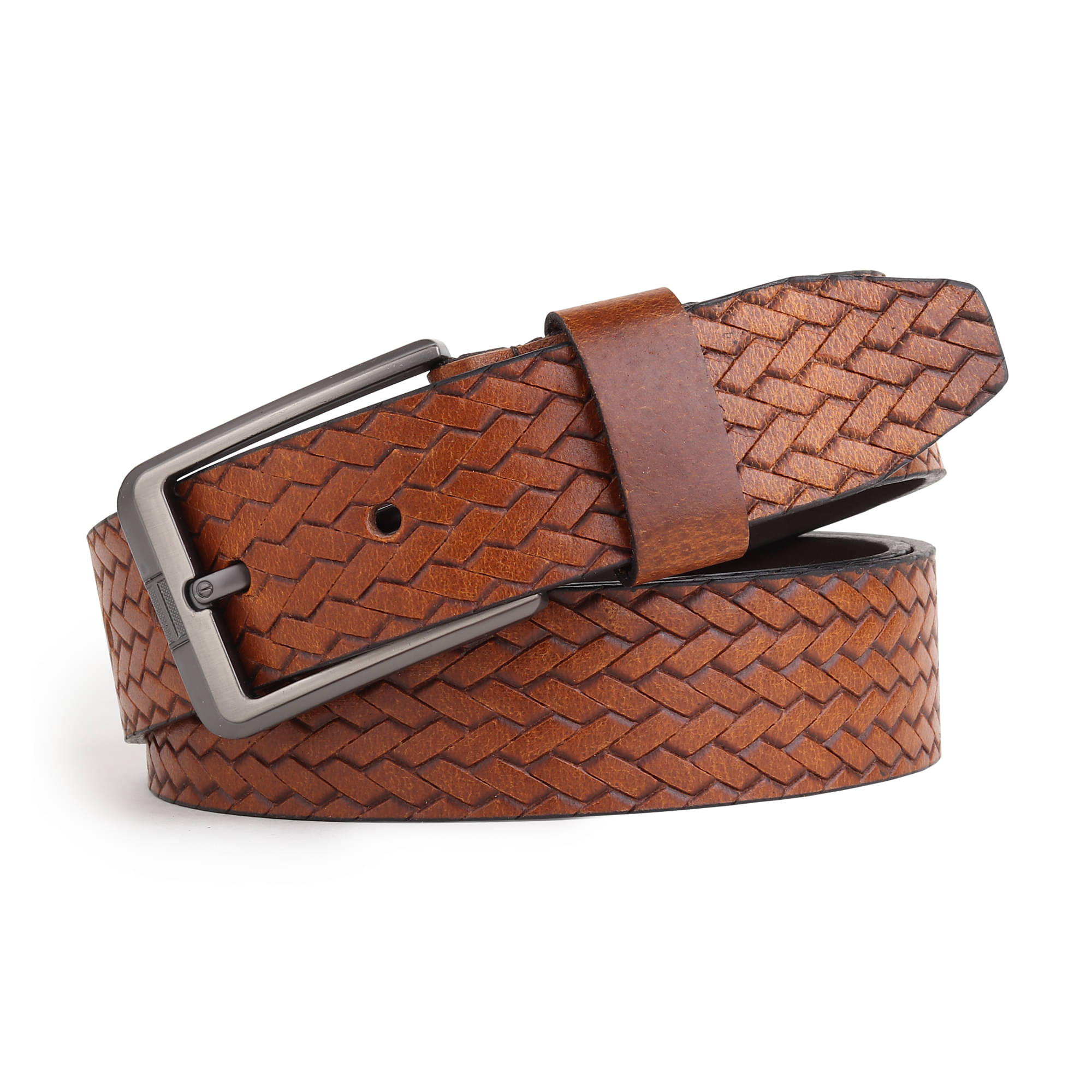 SUNSHOPPING - Tan 100% Leather Men's Formal Belt ( Pack of 1 ) SUNSHOPPING - Tan 100% Leather Men's Formal Belt ( Pack of 1 )