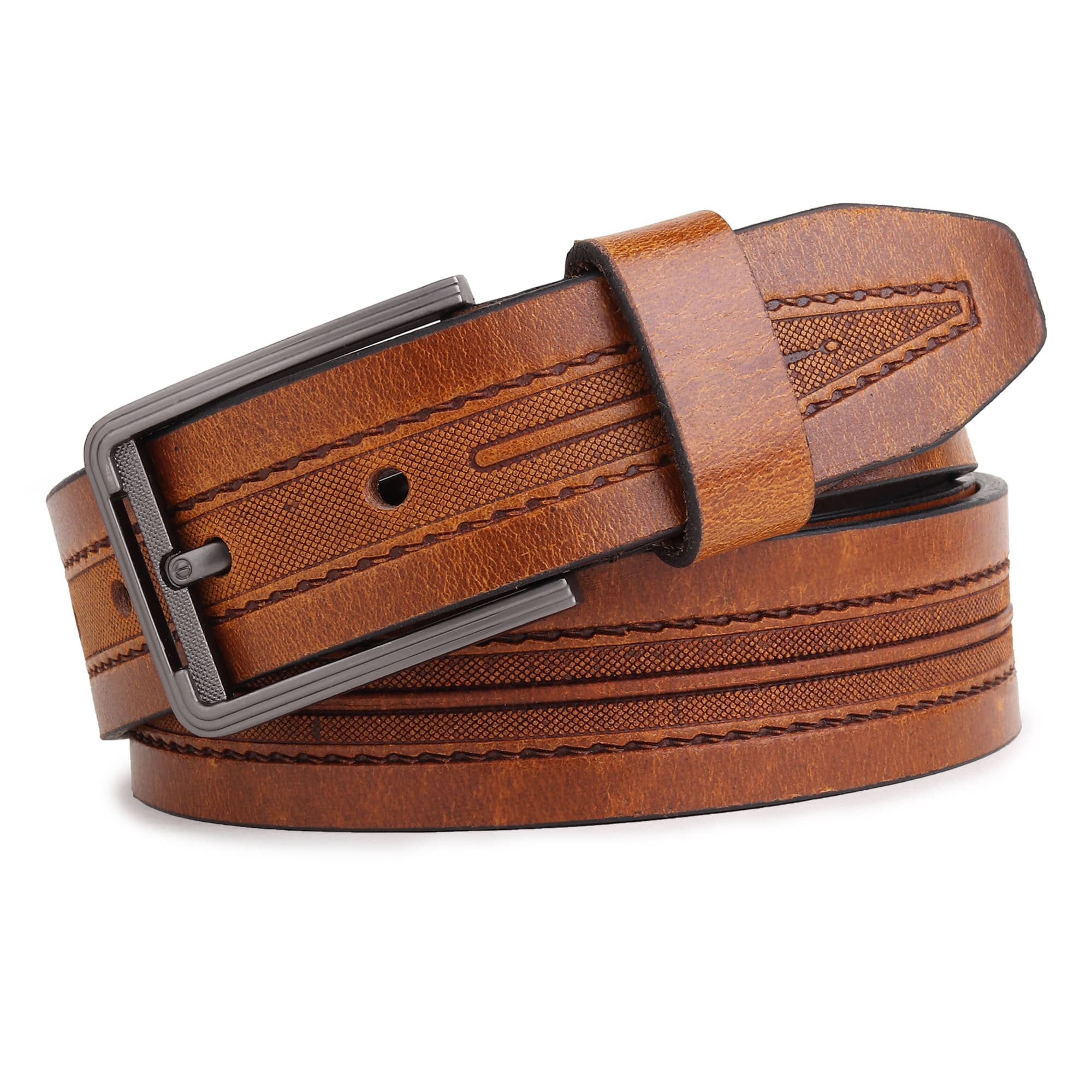 SUNSHOPPING - Tan 100% Leather Men's Casual Belt ( Pack of 1 )