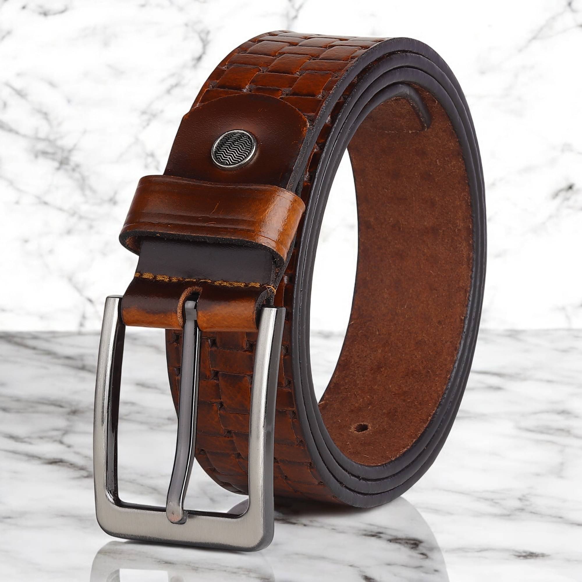     			SUNSHOPPING - Tan 100% Leather Men's Formal Belt ( Pack of 1 )