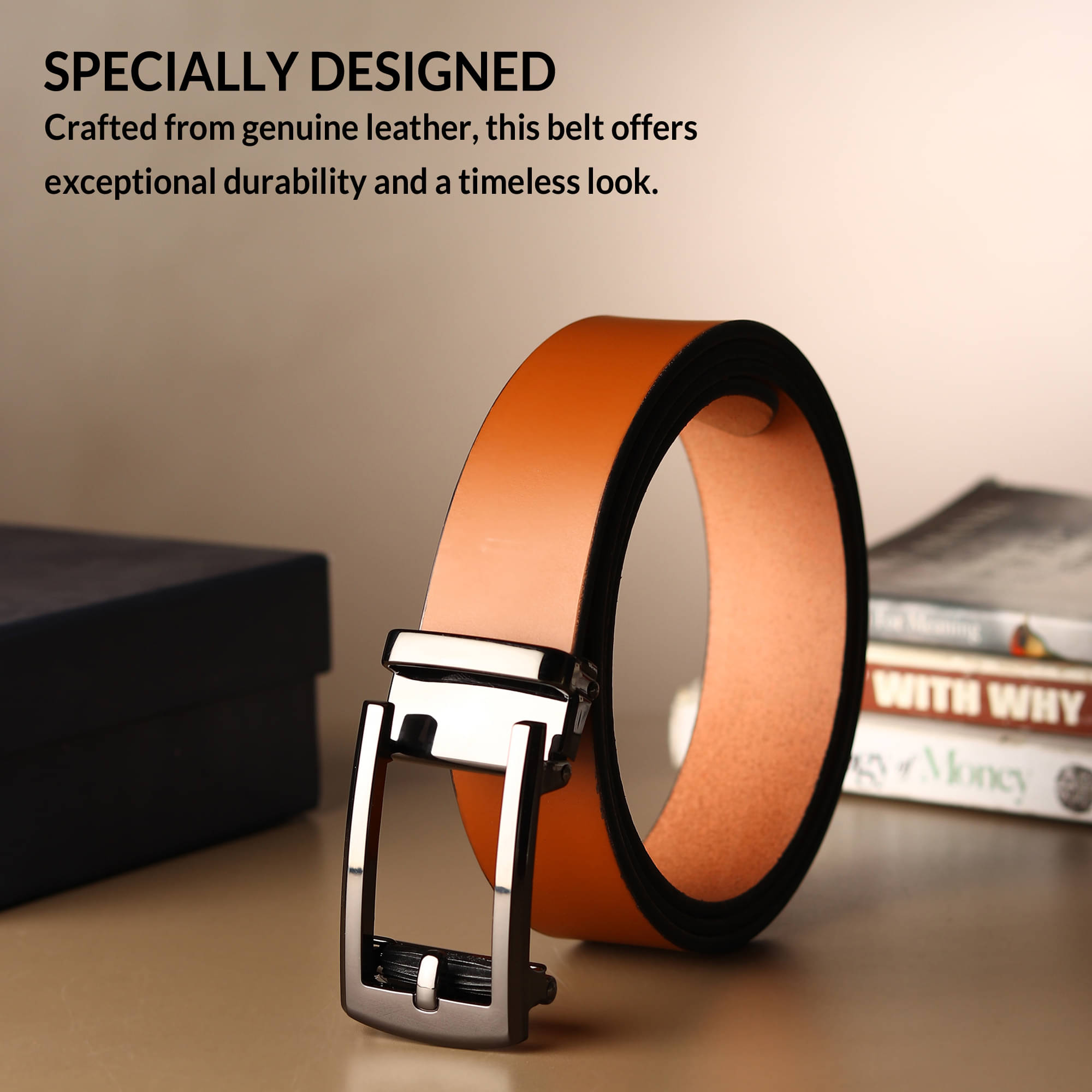     			SUNSHOPPING - Tan 100% Leather Men's Formal Belt ( Pack of 1 )