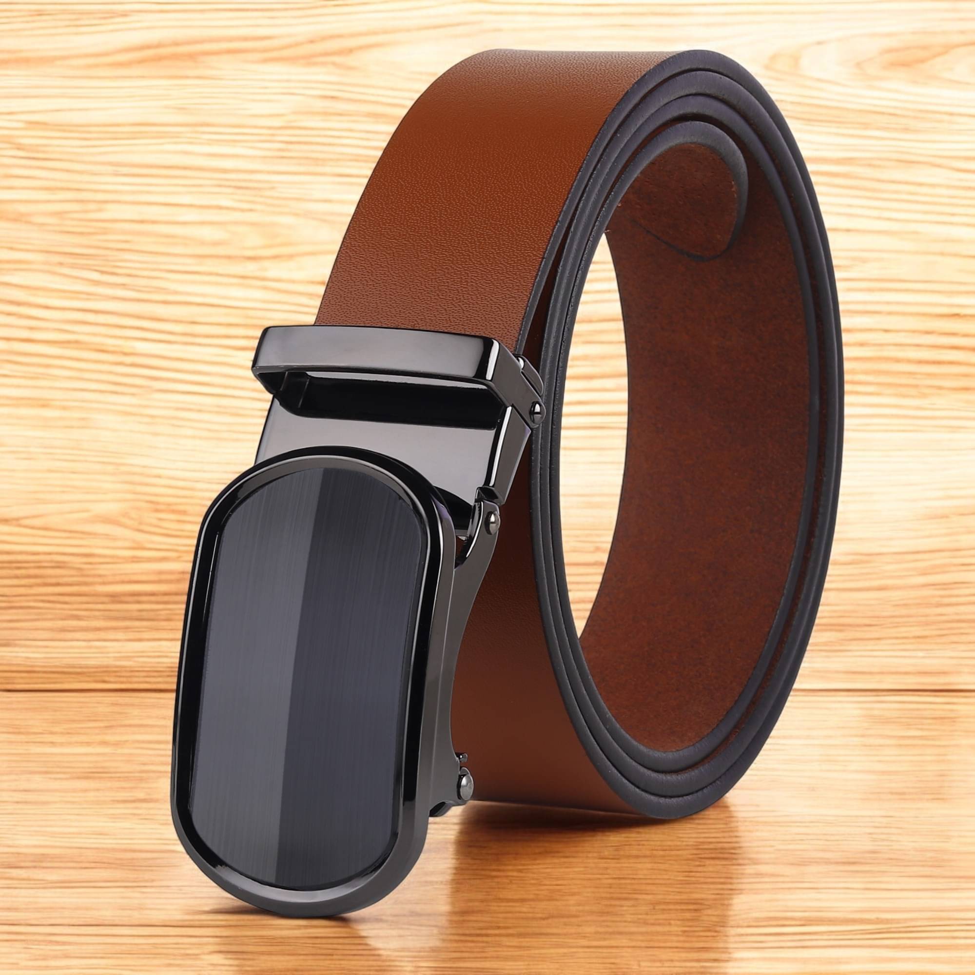 SUNSHOPPING - Tan 100% Leather Men's Formal Belt ( Pack of 1 ) SUNSHOPPING - Tan 100% Leather Men's Formal Belt ( Pack of 1 )