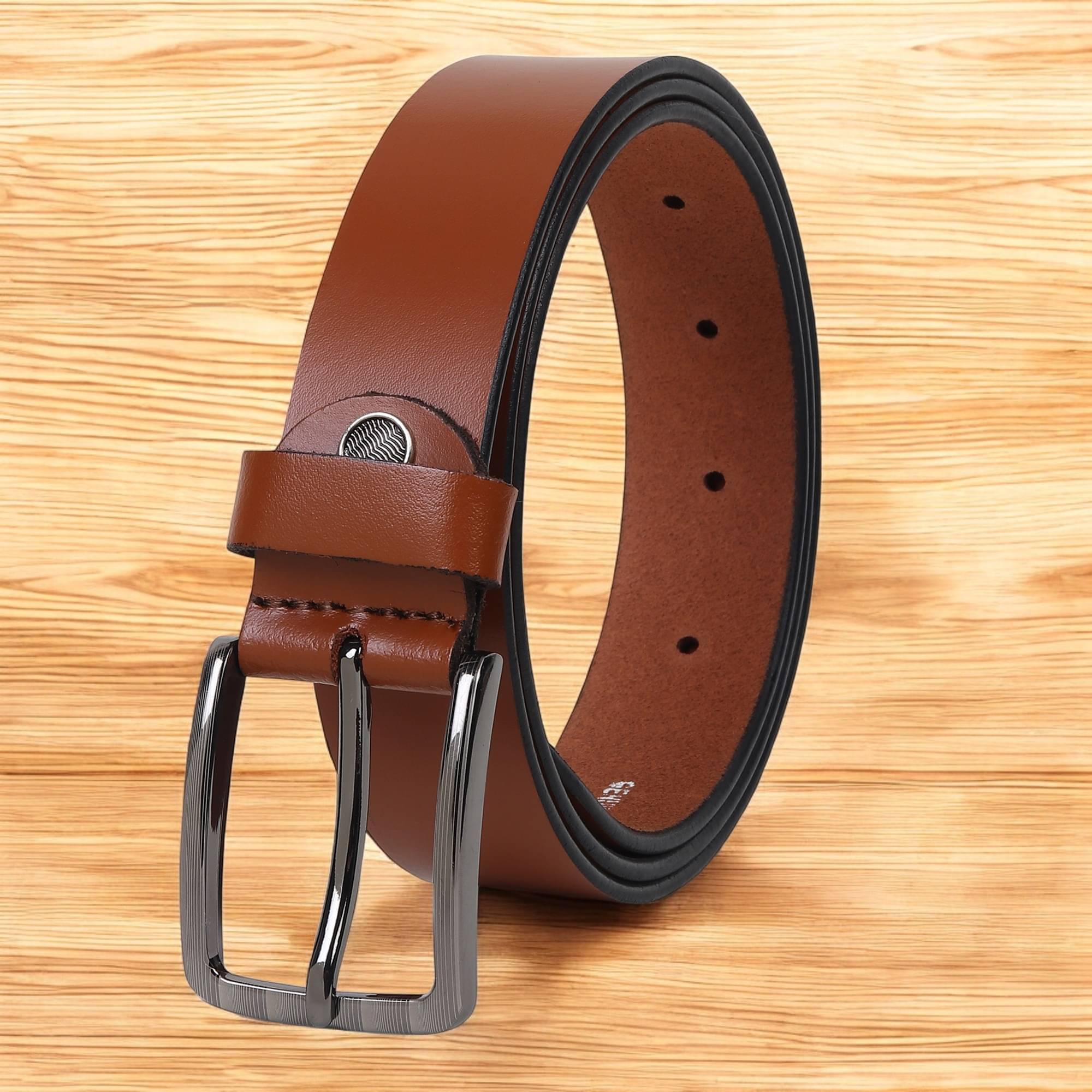     			SUNSHOPPING - Tan 100% Leather Men's Formal Belt ( Pack of 1 )