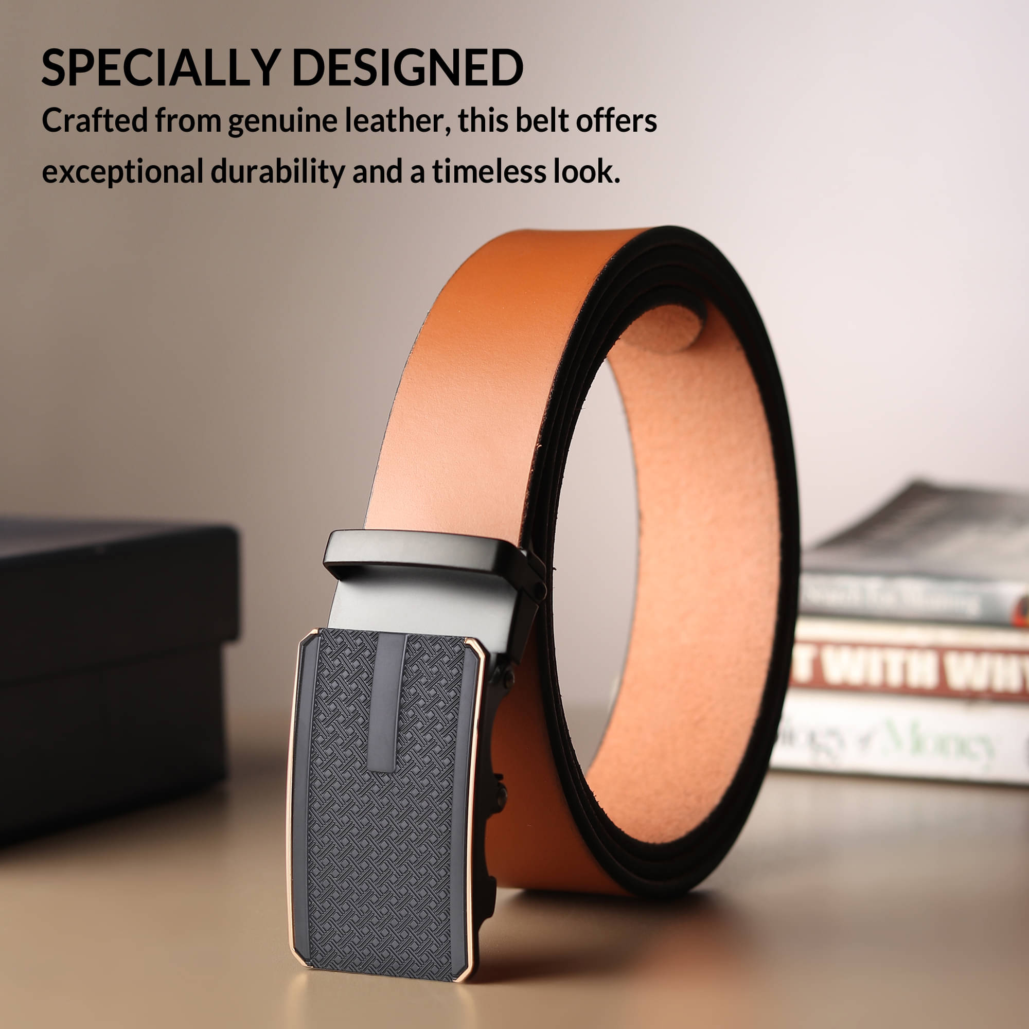     			SUNSHOPPING - Tan 100% Leather Men's Formal Belt ( Pack of 1 )