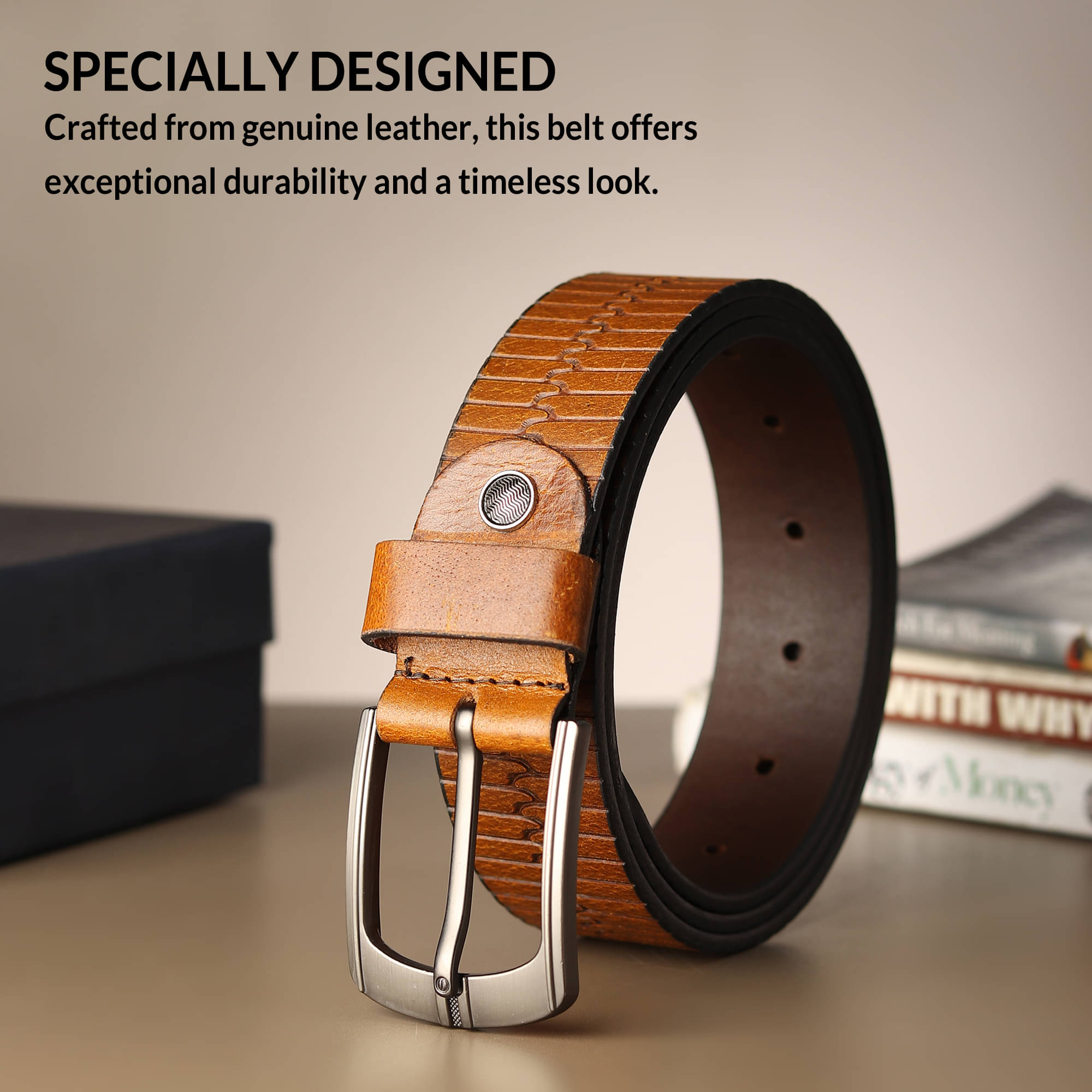     			SUNSHOPPING - Tan 100% Leather Men's Formal Belt ( Pack of 1 )