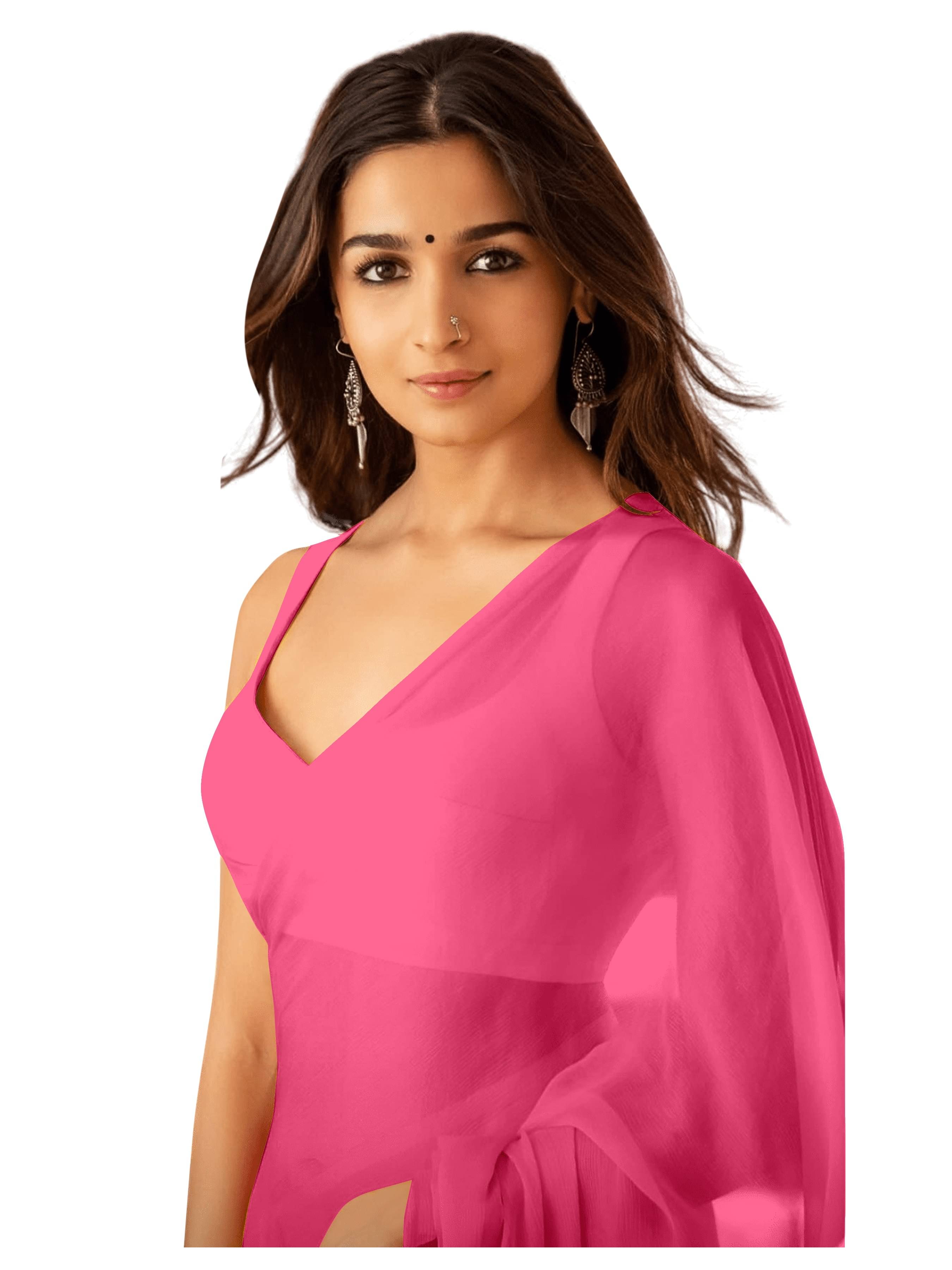Sidhidata Georgette Solid Saree Without Blouse Piece ( Pink ) Sidhidata Georgette Solid Saree Without Blouse Piece ( Pink )
