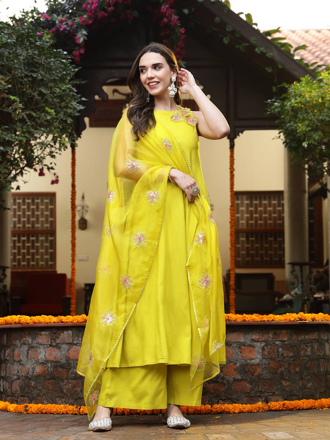 Stylum Rayon Embroidered Kurti With Palazzo Women's Stitched Salwar Suit - Lime Green ( Pack of 1 )     			Stylum Rayon Embroidered Kurti With Palazzo Women's Stitched Salwar Suit - Lime Green ( Pack of 1 )