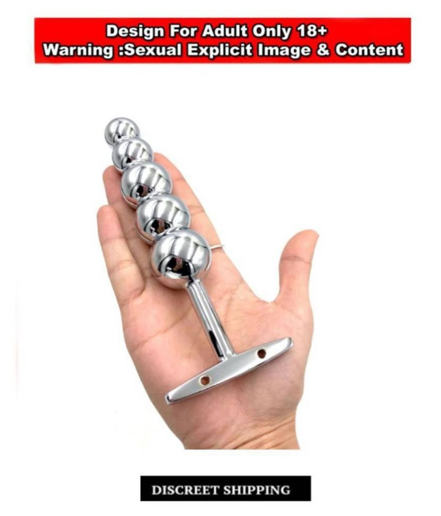 T-Handle Tower Stainless Steel 5 Anal Beads Butt Plug Sex Toy For Men Women