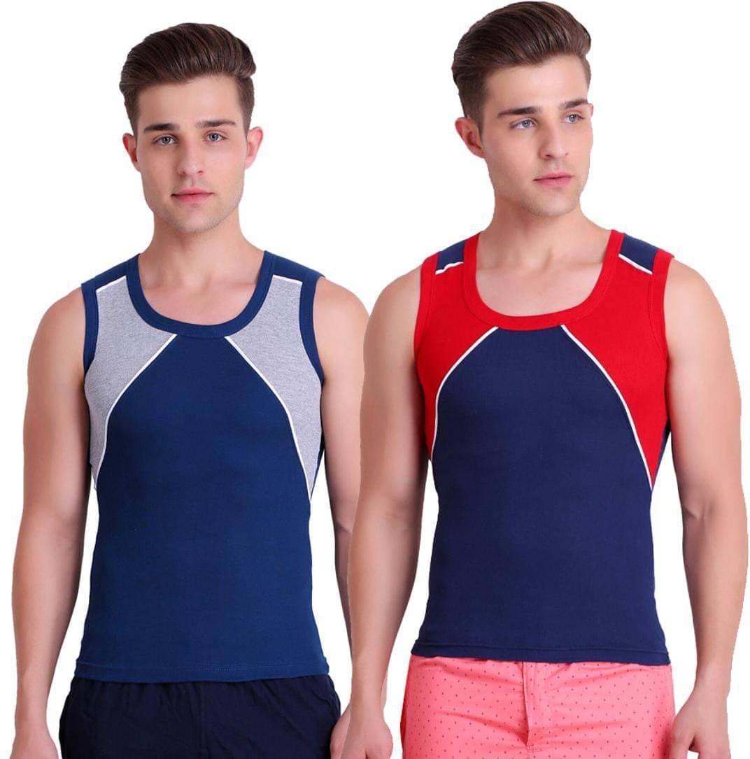     			TT Pack of 2 Cotton Gym Vest For Men ( Blue )
