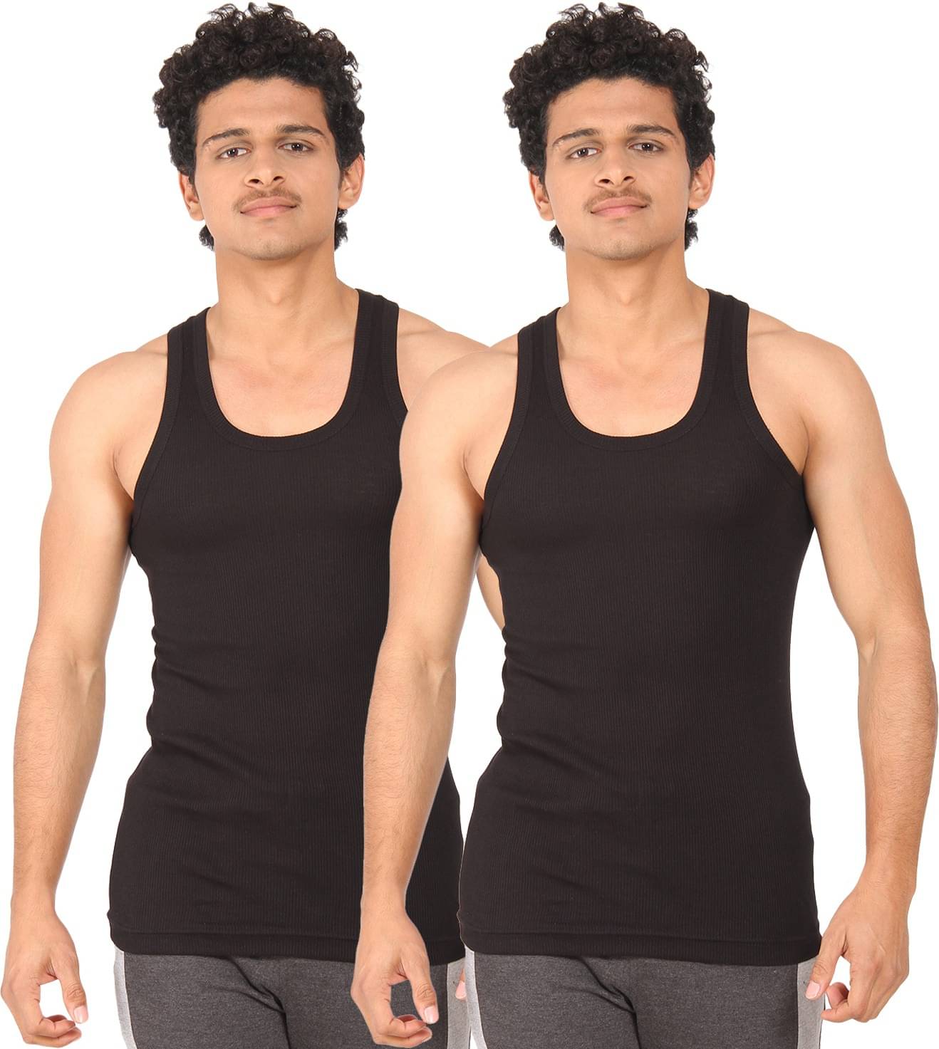     			TT Pack of 2 Cotton Basic Vest For Men ( Black )