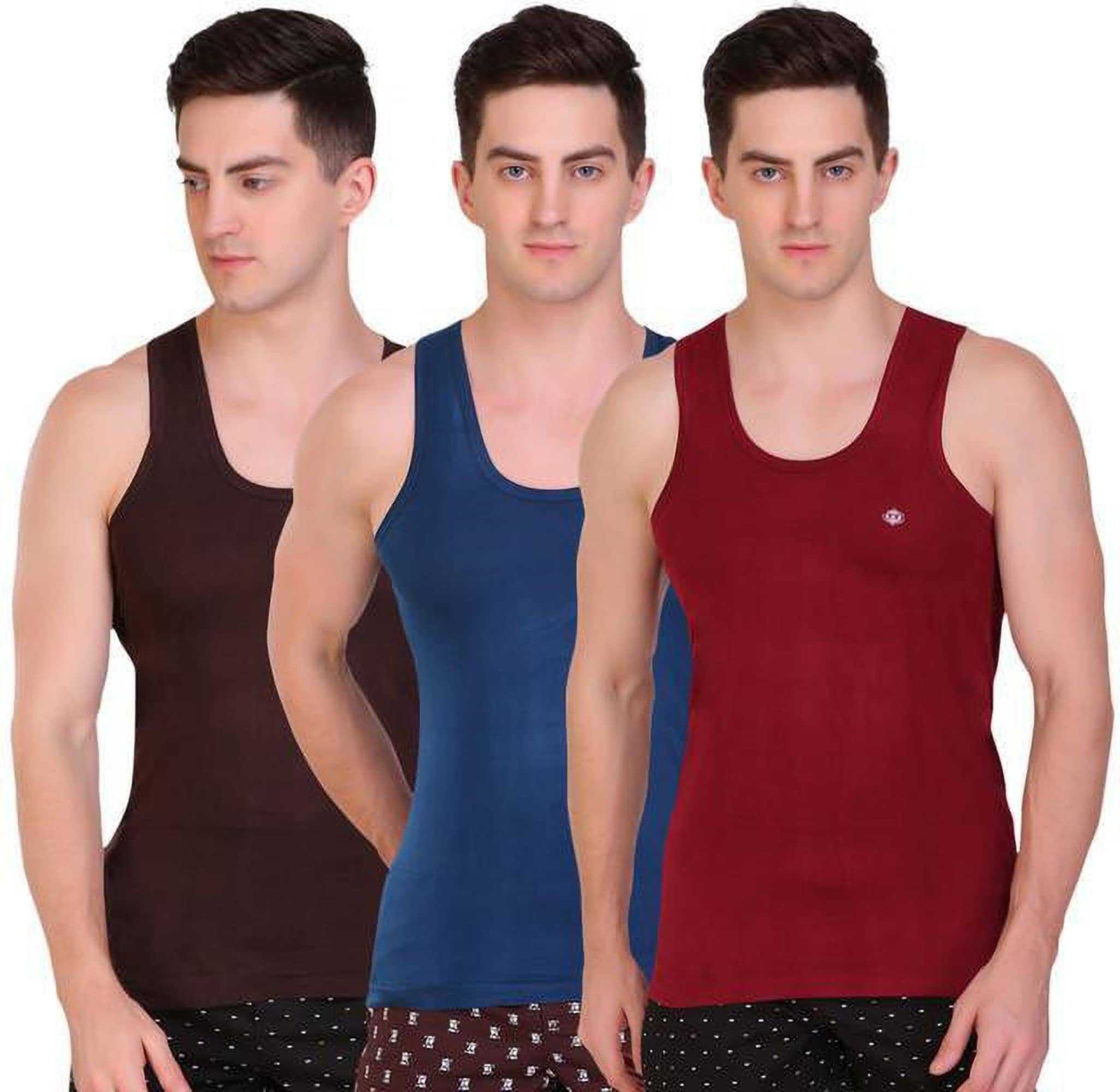 TT Pack of 3 Cotton Basic Vest For Men ( Brown ) - Nightwear & Loungewear | Buy online on ZillyBuy