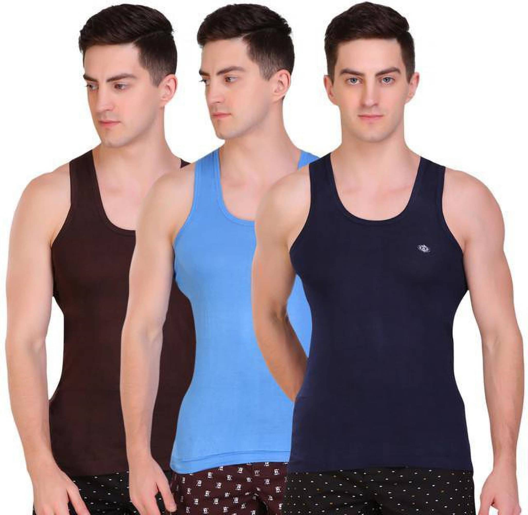 TT Pack of 3 Cotton Basic Vest For Men ( Brown ) TT Pack of 3 Cotton Basic Vest For Men ( Brown )