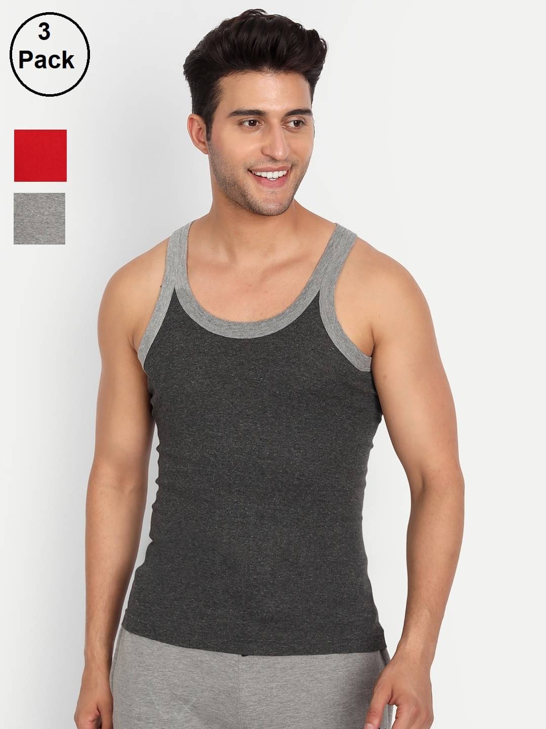 TT Pack of 3 Cotton Gym Vest For Men ( Grey )     			TT Pack of 3 Cotton Gym Vest For Men ( Grey )