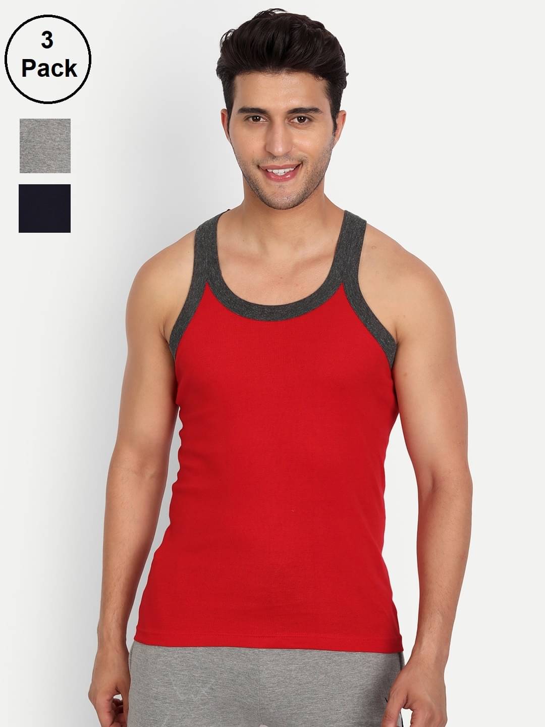     			TT Pack of 3 Cotton Gym Vest For Men ( Grey )