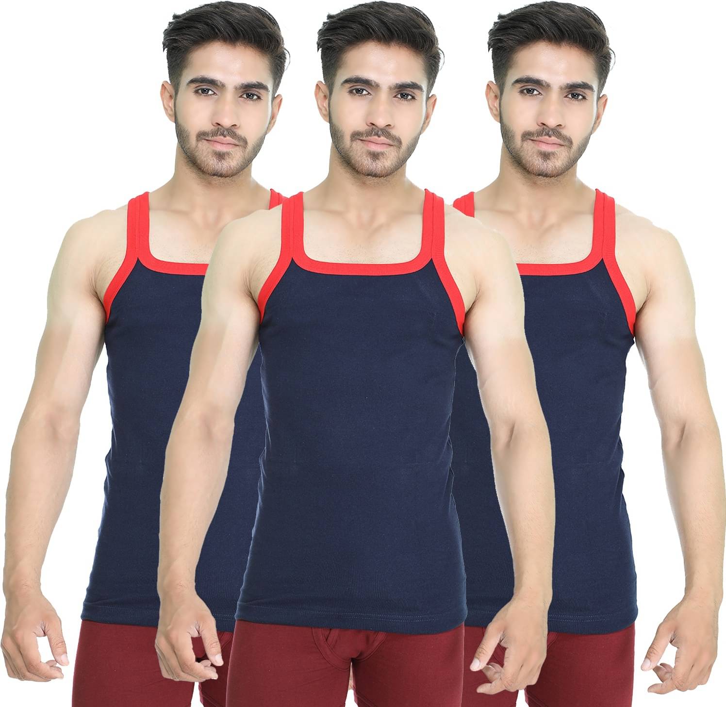 TT Pack of 3 Cotton Gym Vest For Men ( Light Blue ) TT Pack of 3 Cotton Gym Vest For Men ( Light Blue )