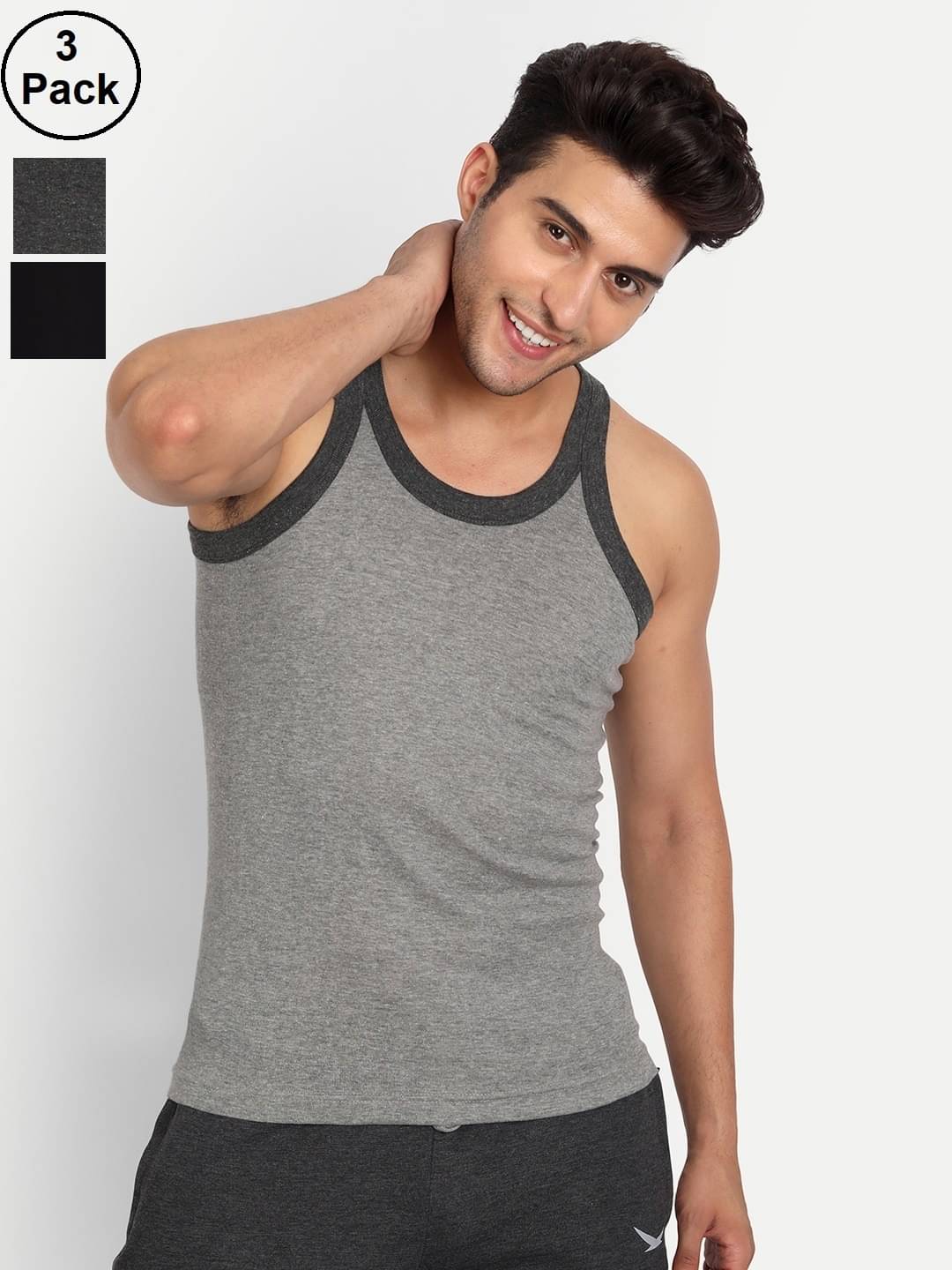 TT Pack of 3 Cotton Gym Vest For Men ( Multicolor )     			TT Pack of 3 Cotton Gym Vest For Men ( Multicolor )