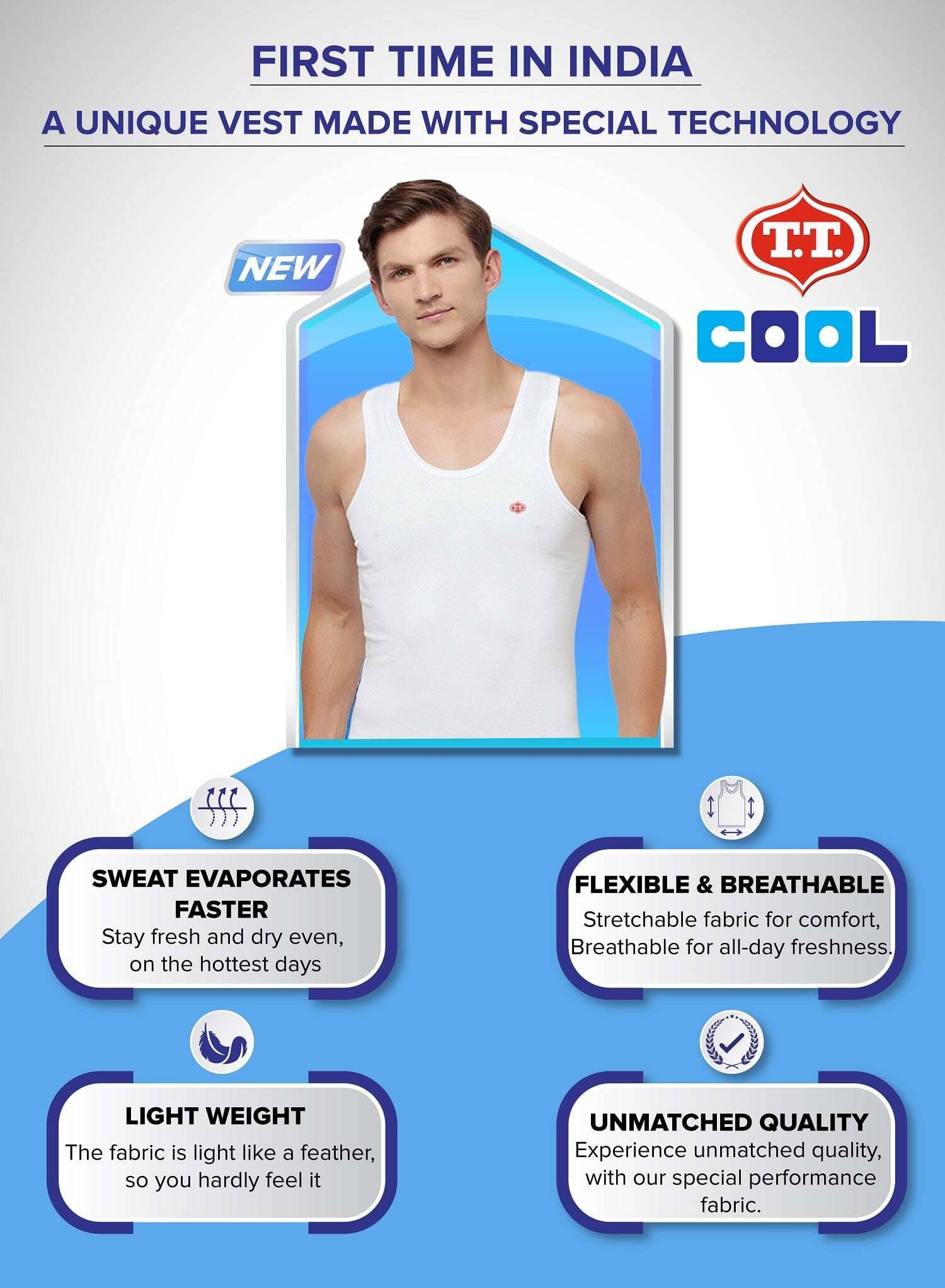     			TT Pack of 4 Cotton Basic Vest For Men ( White )