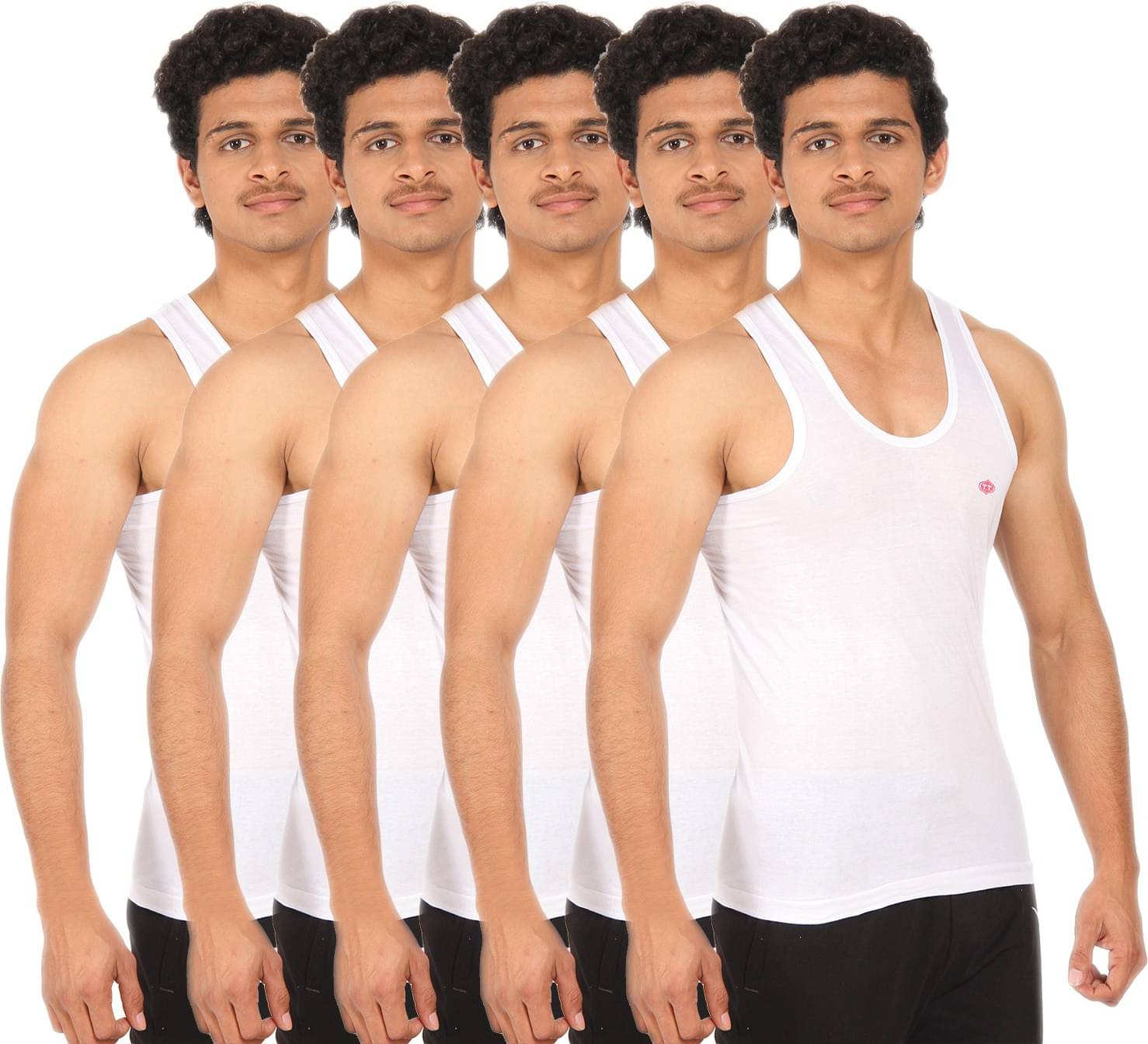     			TT Pack of 5 Cotton Basic Vest For Men ( White )