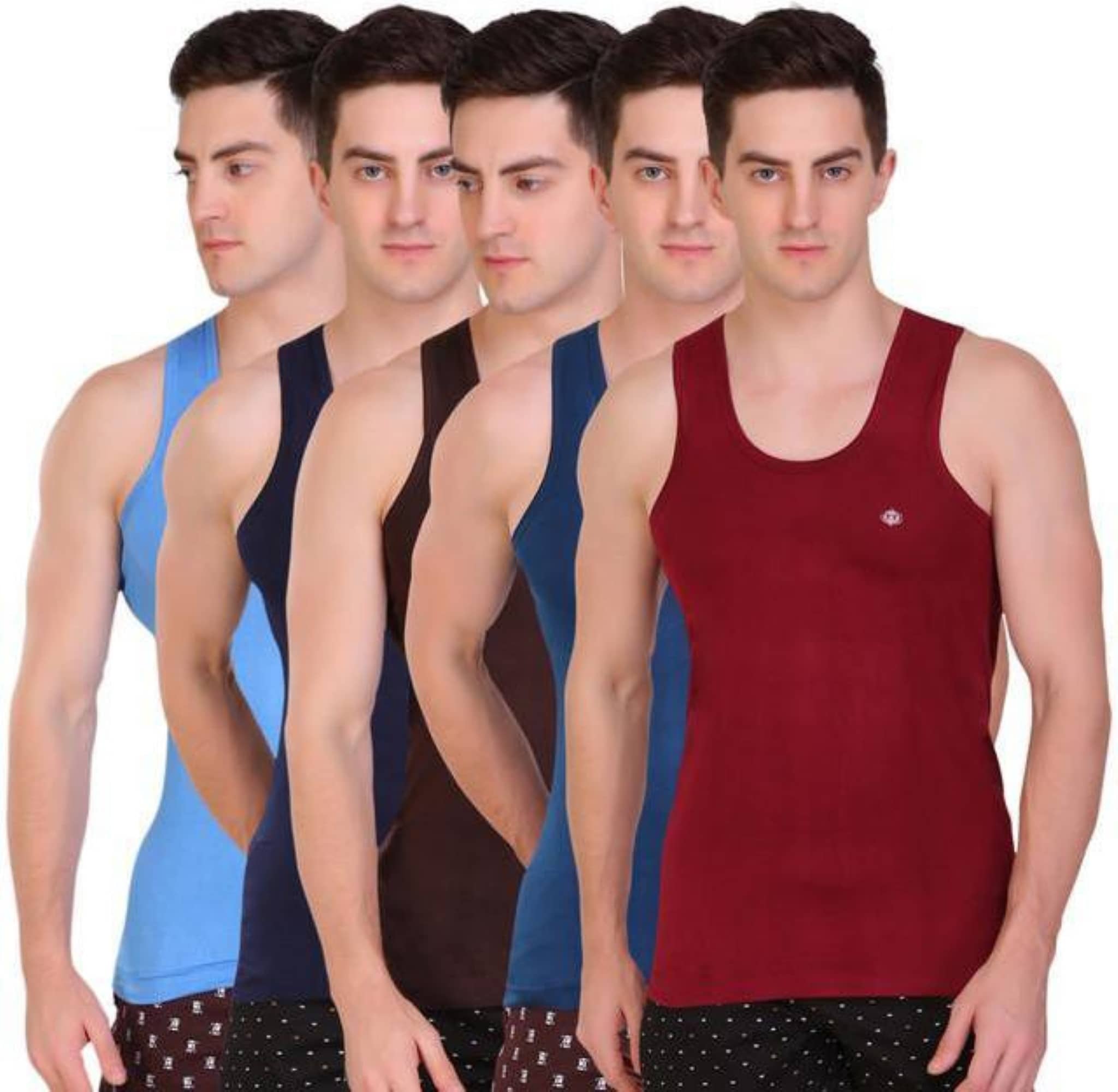 TT Pack of 5 Cotton Basic Vest For Men ( Multicolor ) - Nightwear & Loungewear | Buy online on ZillyBuy