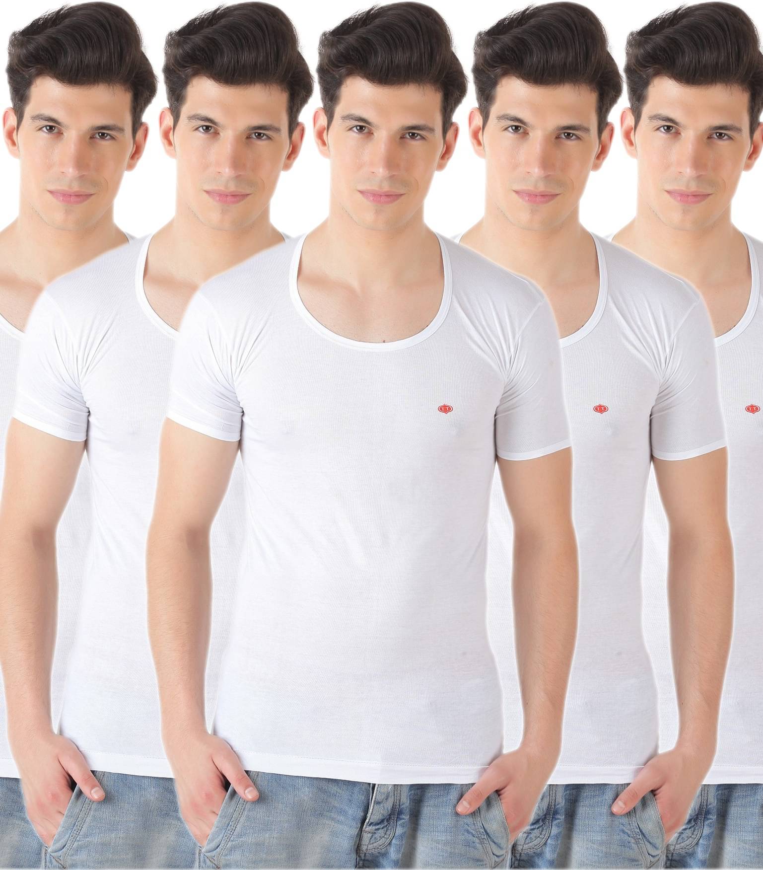     			TT Pack of 5 Cotton Basic Vest For Men ( White )