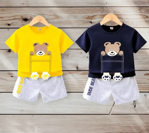 VELION Pack of 2 Baby Boys Cotton Blend T-Shirt & Shorts Set ( Multicolor 2 )