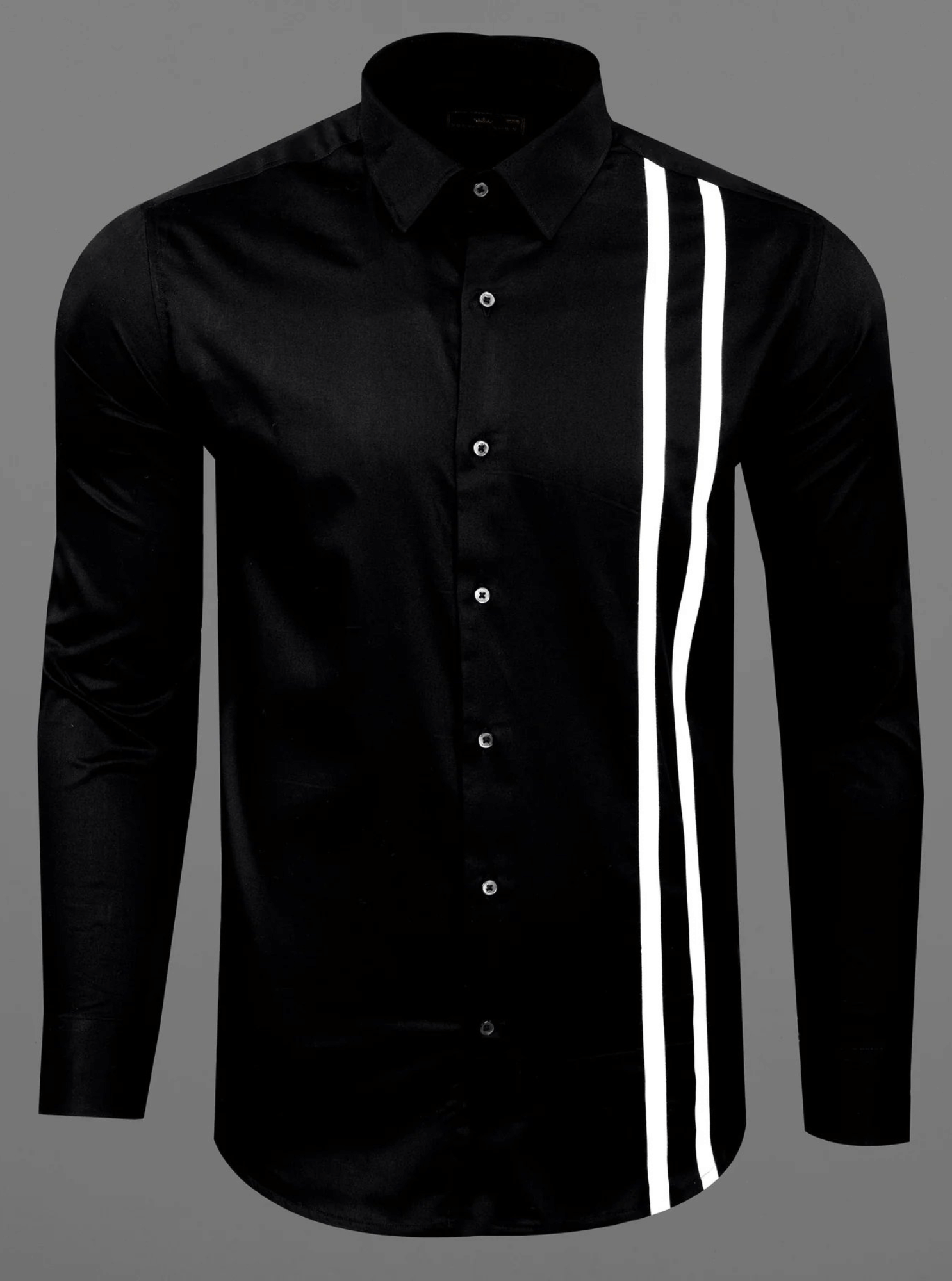 VERTUSY Cotton Blend Regular Fit Striped Full Sleeves Men's Casual Shirt - Black ( Pack of 1 ) VERTUSY Cotton Blend Regular Fit Striped Full Sleeves Men's Casual Shirt - Black ( Pack of 1 )