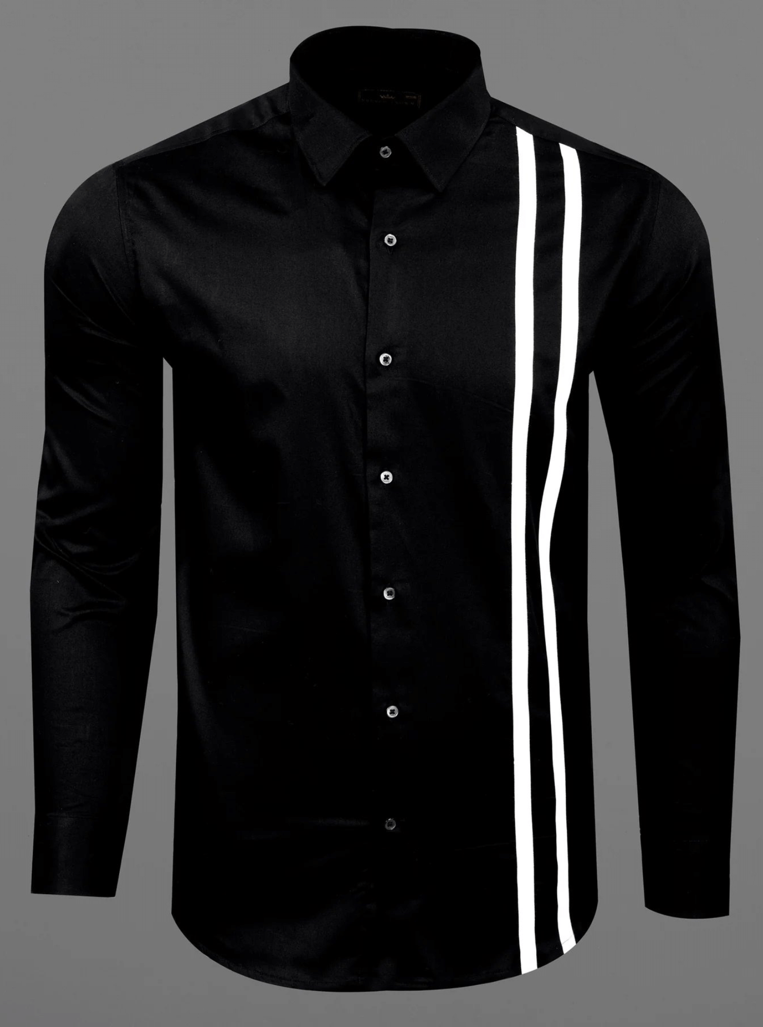 VERTUSY Cotton Blend Regular Fit Striped Full Sleeves Men's Casual Shirt - Black ( Pack of 1 ) VERTUSY Cotton Blend Regular Fit Striped Full Sleeves Men's Casual Shirt - Black ( Pack of 1 )
