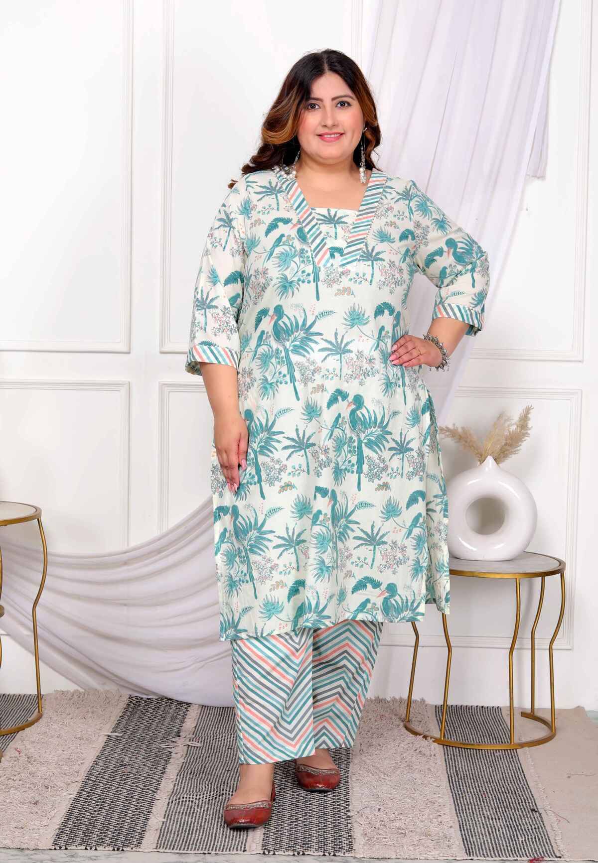 miravan Cotton Printed Kurti With Pants Women's Stitched Salwar Suit - Light Green ( Pack of 1 ) miravan Cotton Printed Kurti With Pants Women's Stitched Salwar Suit - Light Green ( Pack of 1 )