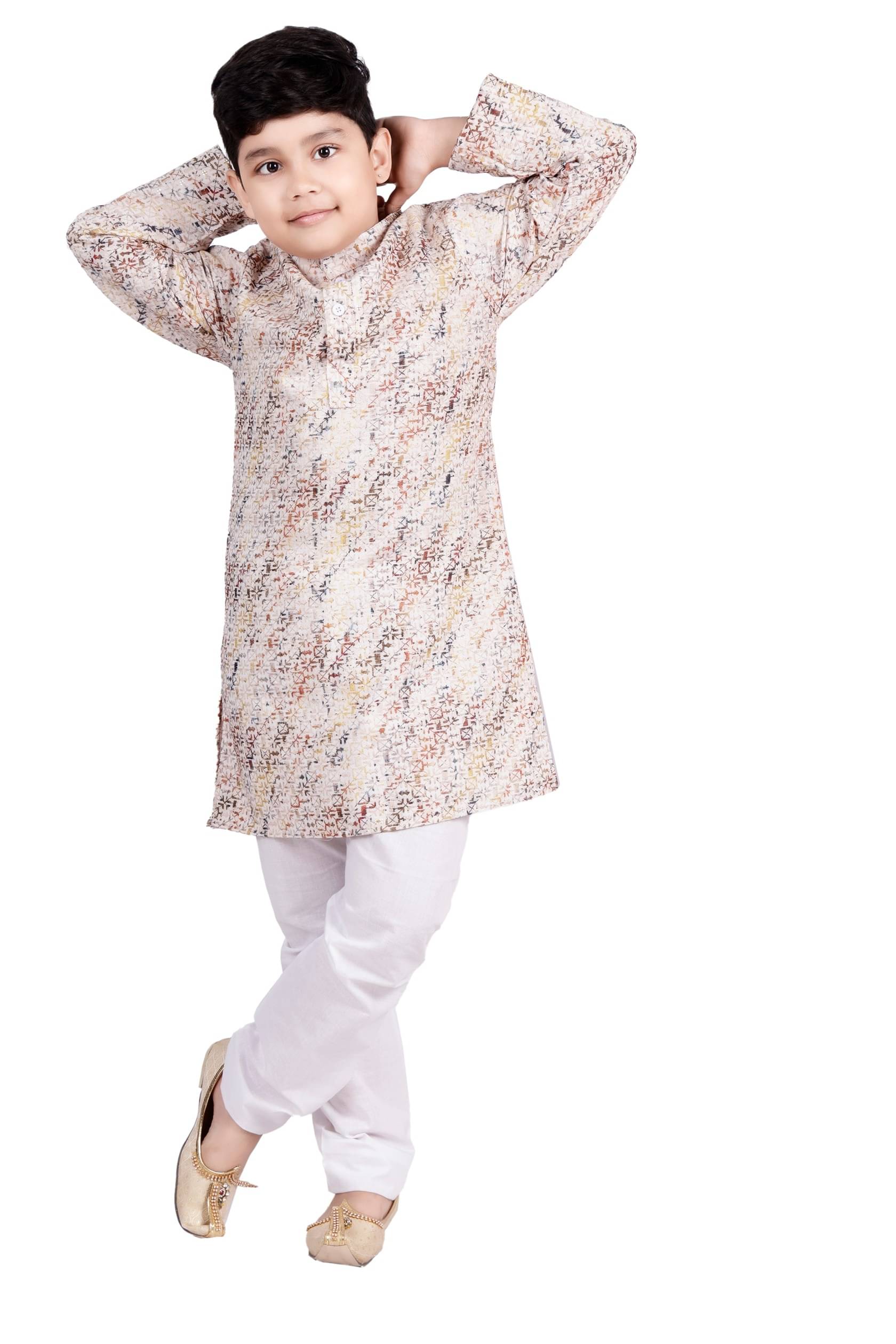 s muktar garments Baby Boys Rayon Ethnic - Pattern Kurta Pyjama Set ( White , Pack of 1 )     			s muktar garments Baby Boys Rayon Ethnic - Pattern Kurta Pyjama Set ( White , Pack of 1 )