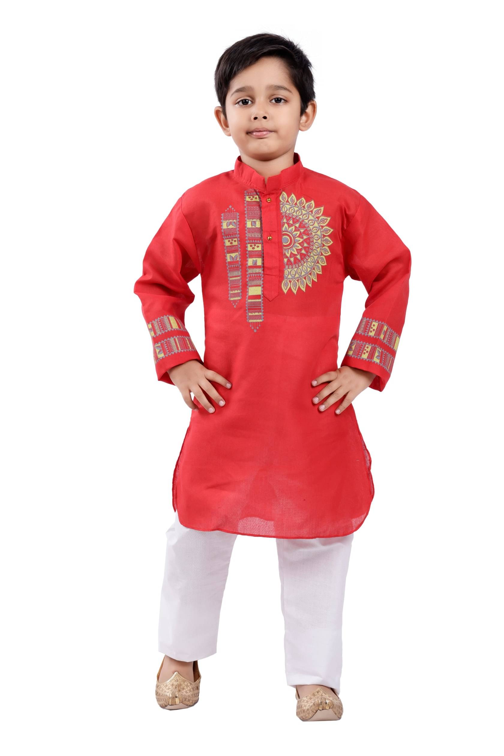     			s muktar garments Baby Boys Cotton Red Kurta Pyjama Set ( Pack of 1 )