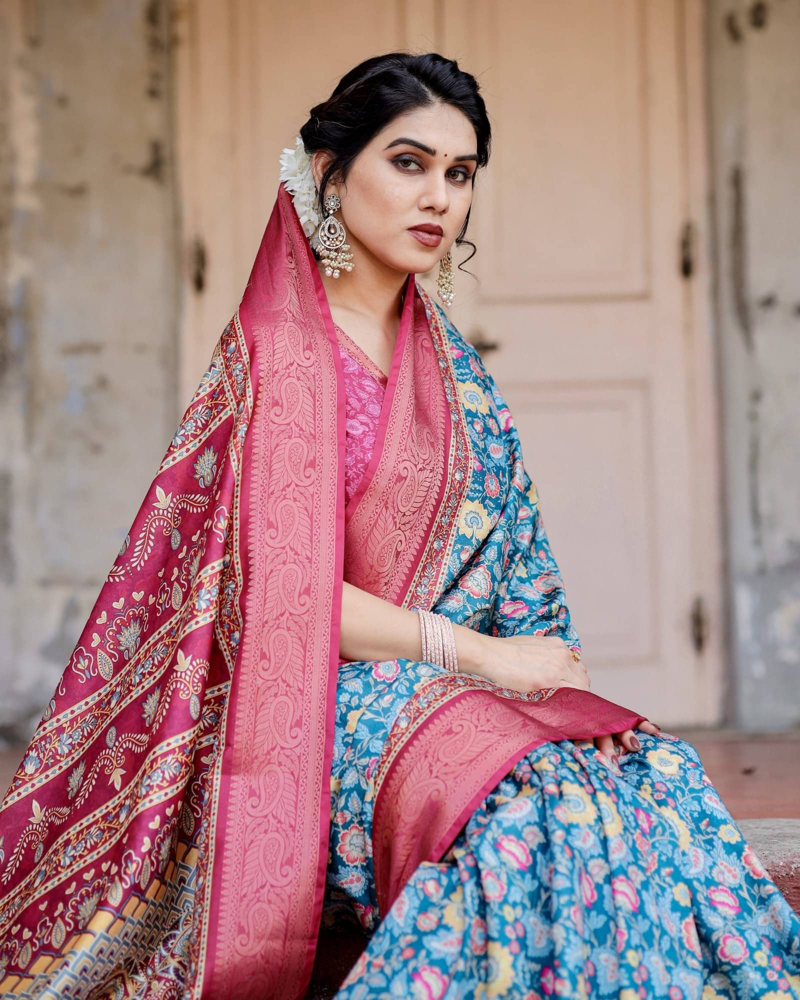 Almaari Fashion Cotton Silk Printed Saree With Unstitched Blouse Piece ( Blue ) Almaari Fashion Cotton Silk Printed Saree With Unstitched Blouse Piece ( Blue )
