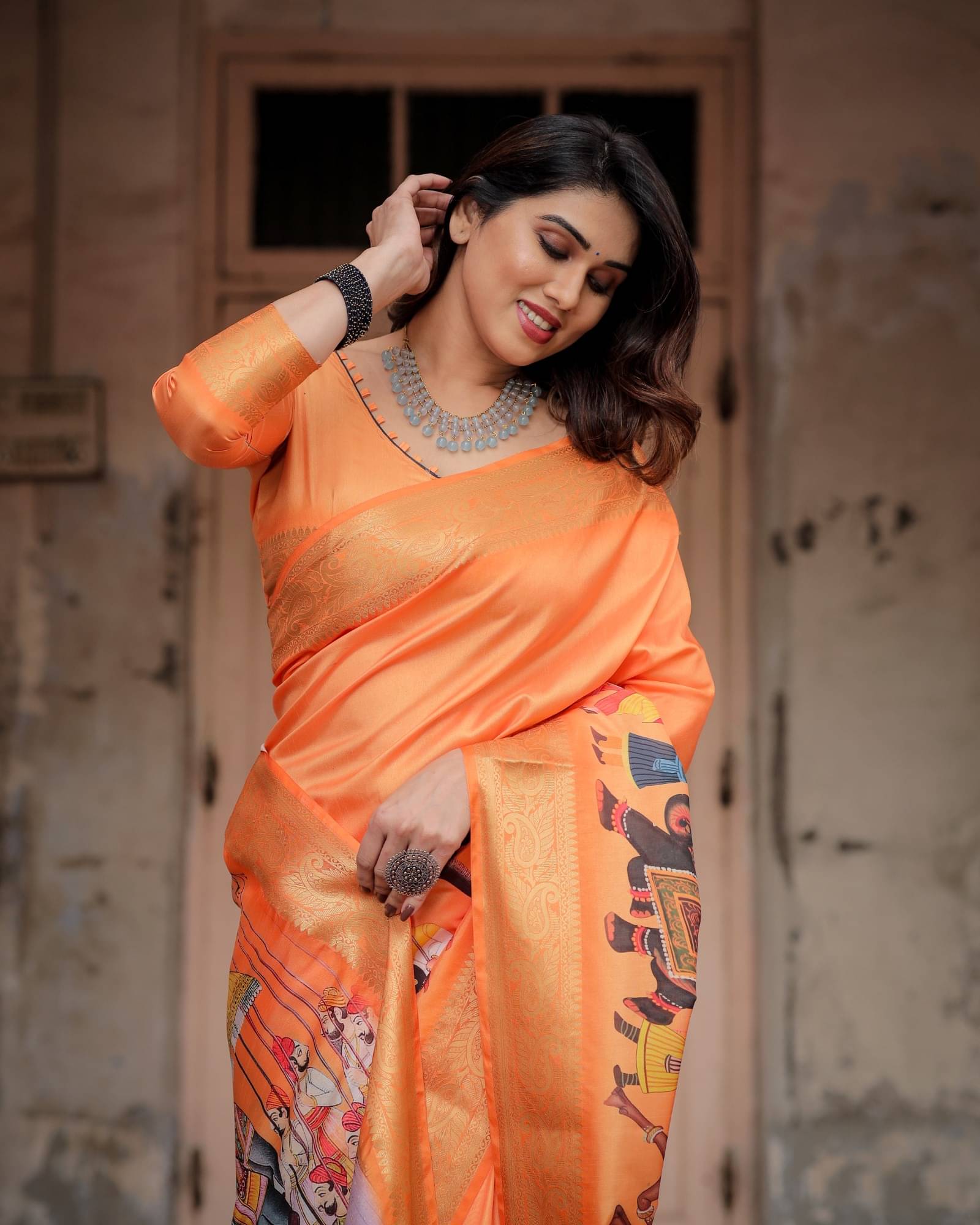 Almaari Fashion Cotton Silk Printed Saree With Unstitched Blouse Piece ( Orange )     			Almaari Fashion Cotton Silk Printed Saree With Unstitched Blouse Piece ( Orange )