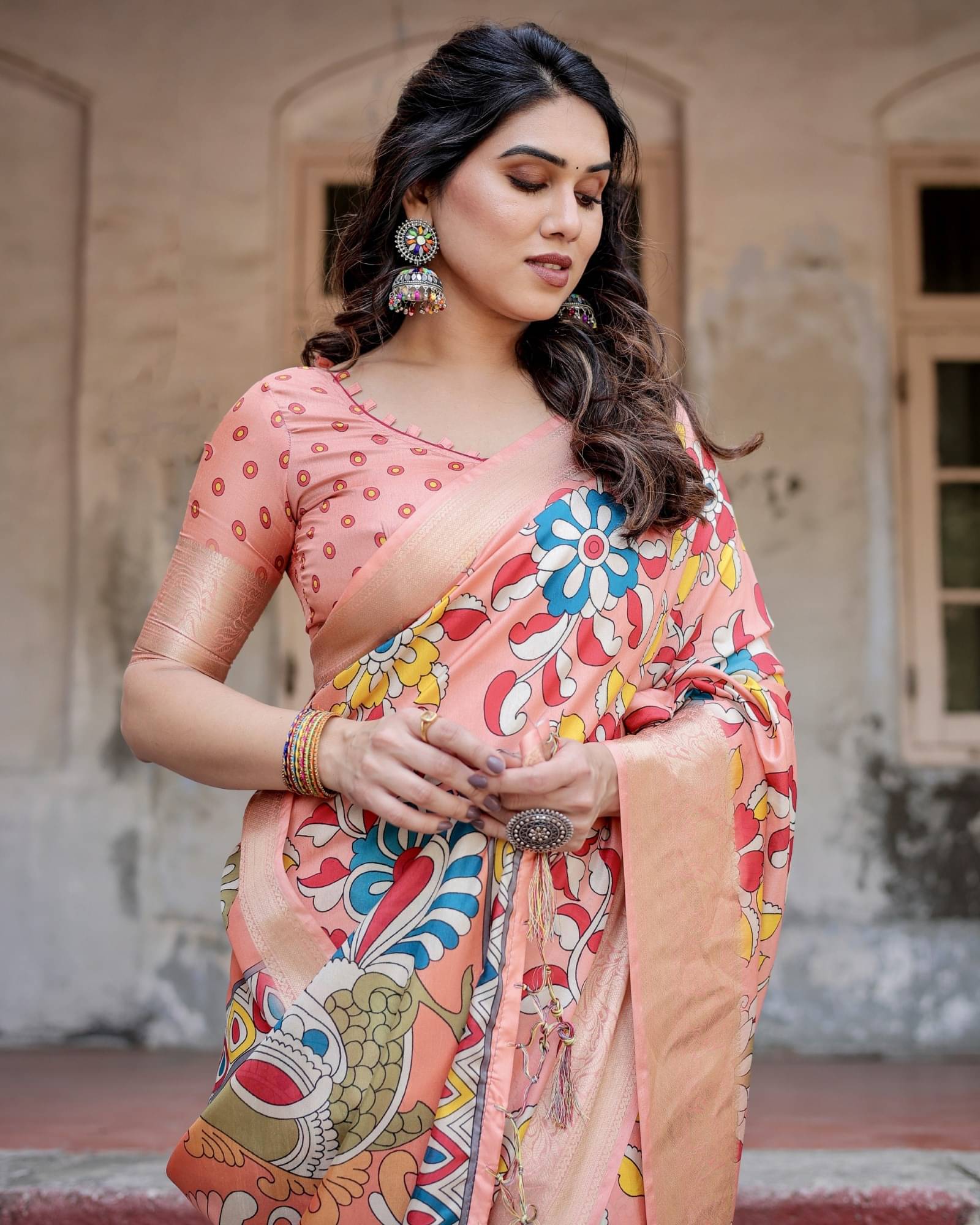 Almaari Fashion Cotton Silk Printed Saree With Unstitched Blouse Piece ( Orange )     			Almaari Fashion Cotton Silk Printed Saree With Unstitched Blouse Piece ( Orange )
