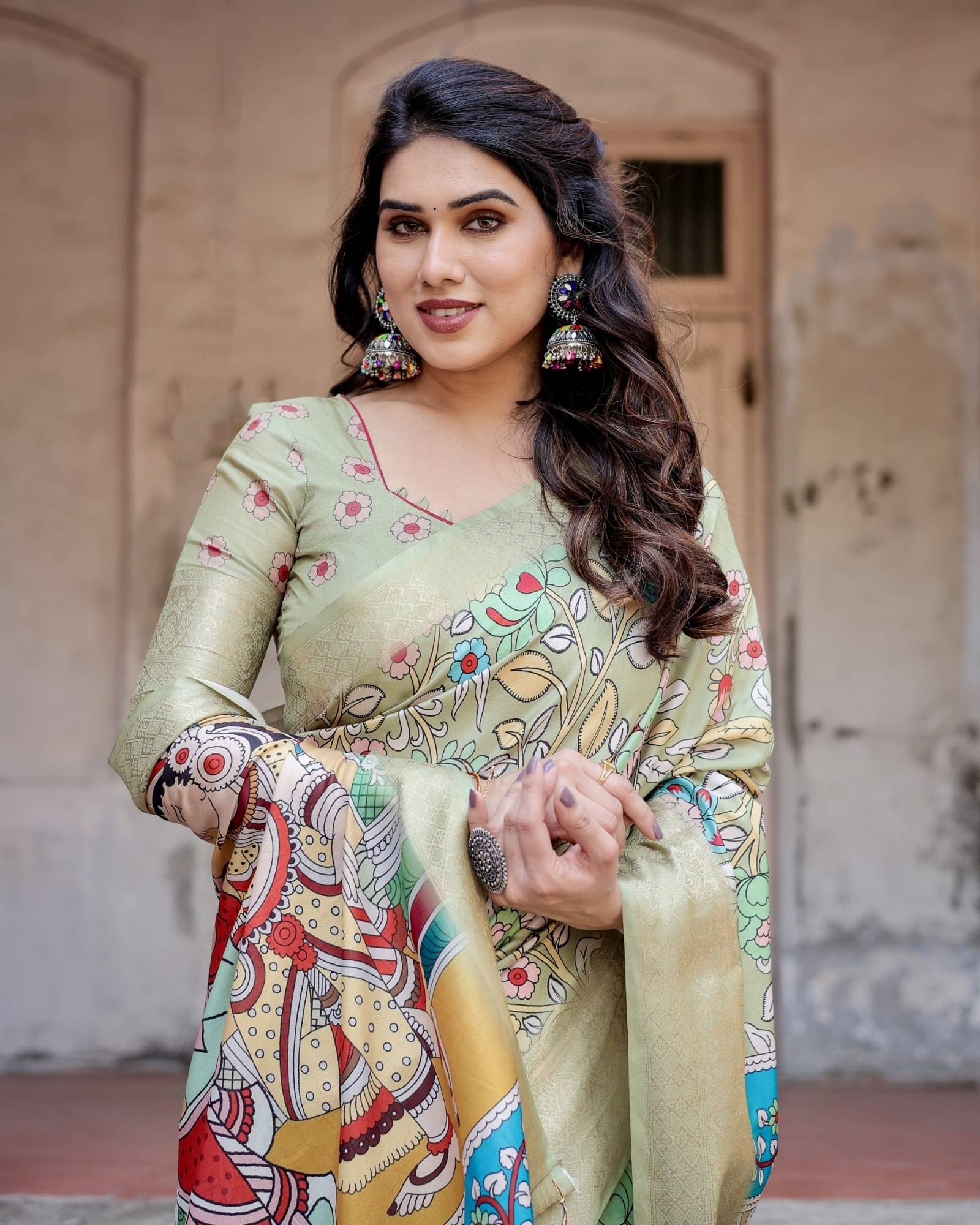 Almaari Fashion Cotton Silk Printed Saree With Unstitched Blouse Piece ( Green )     			Almaari Fashion Cotton Silk Printed Saree With Unstitched Blouse Piece ( Green )