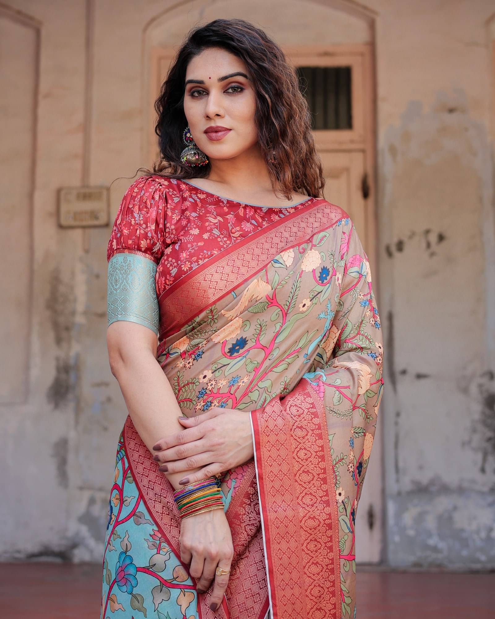 Almaari Fashion Cotton Silk Printed Saree With Unstitched Blouse Piece ( Beige ) Almaari Fashion Cotton Silk Printed Saree With Unstitched Blouse Piece ( Beige )