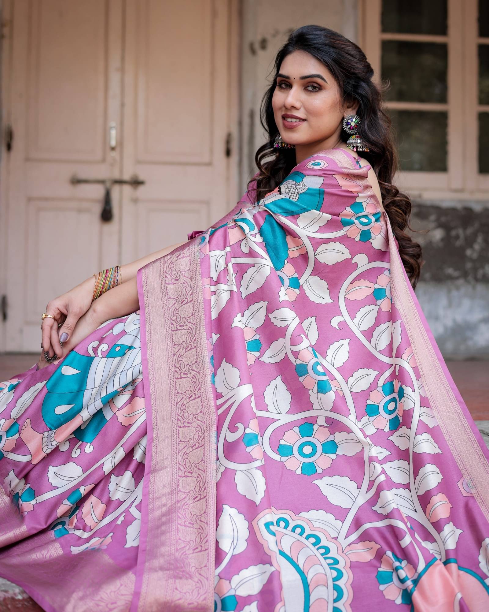 Almaari Fashion Cotton Silk Printed Saree With Unstitched Blouse Piece ( Purple ) Almaari Fashion Cotton Silk Printed Saree With Unstitched Blouse Piece ( Purple )