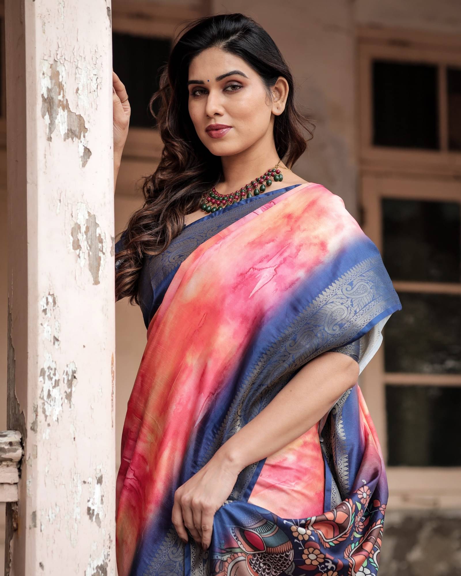     			Almaari Fashion Cotton Silk Printed Saree With Unstitched Blouse Piece ( Pink )