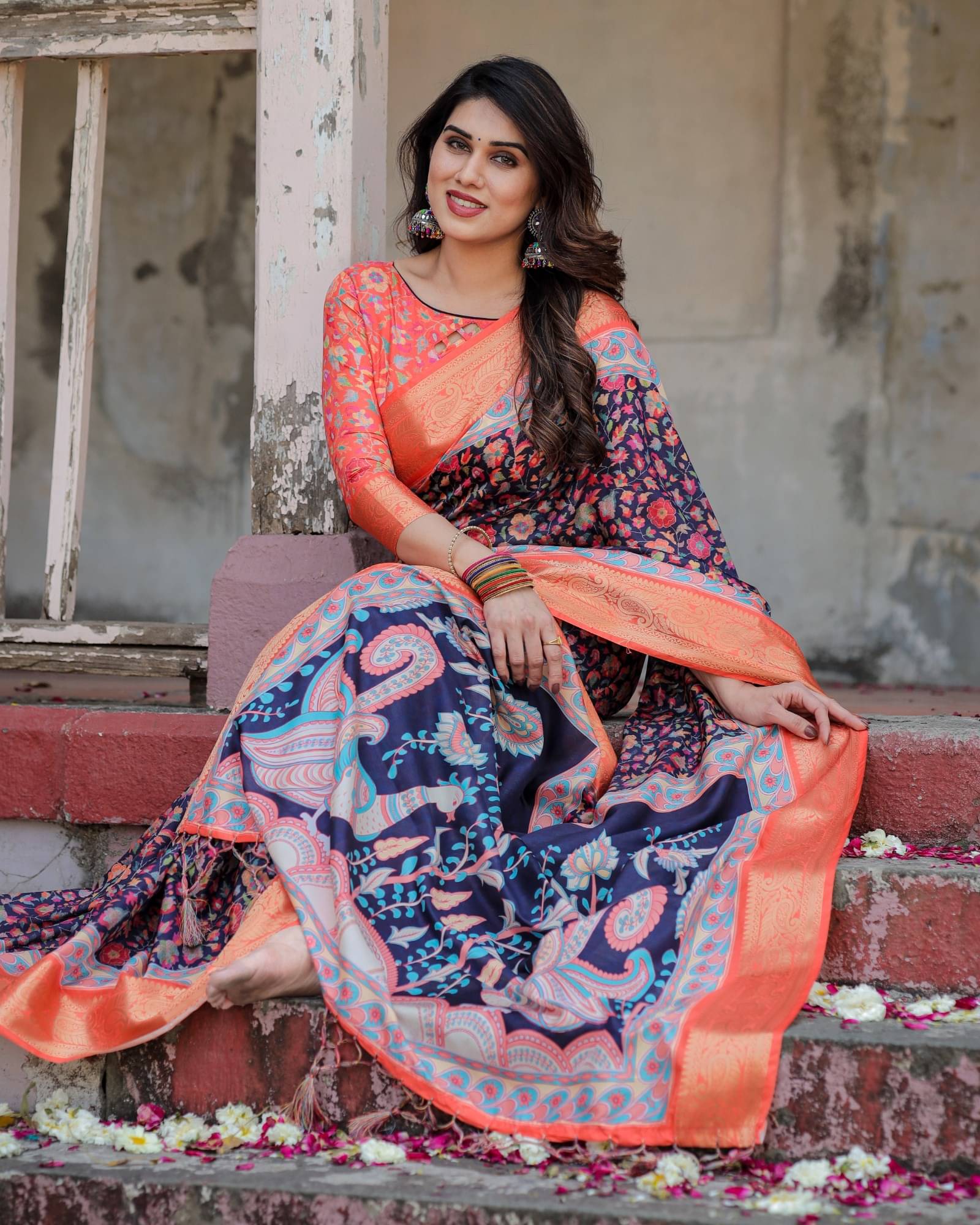 Almaari Fashion Cotton Silk Printed Saree With Unstitched Blouse Piece ( Blue ) Almaari Fashion Cotton Silk Printed Saree With Unstitched Blouse Piece ( Blue )