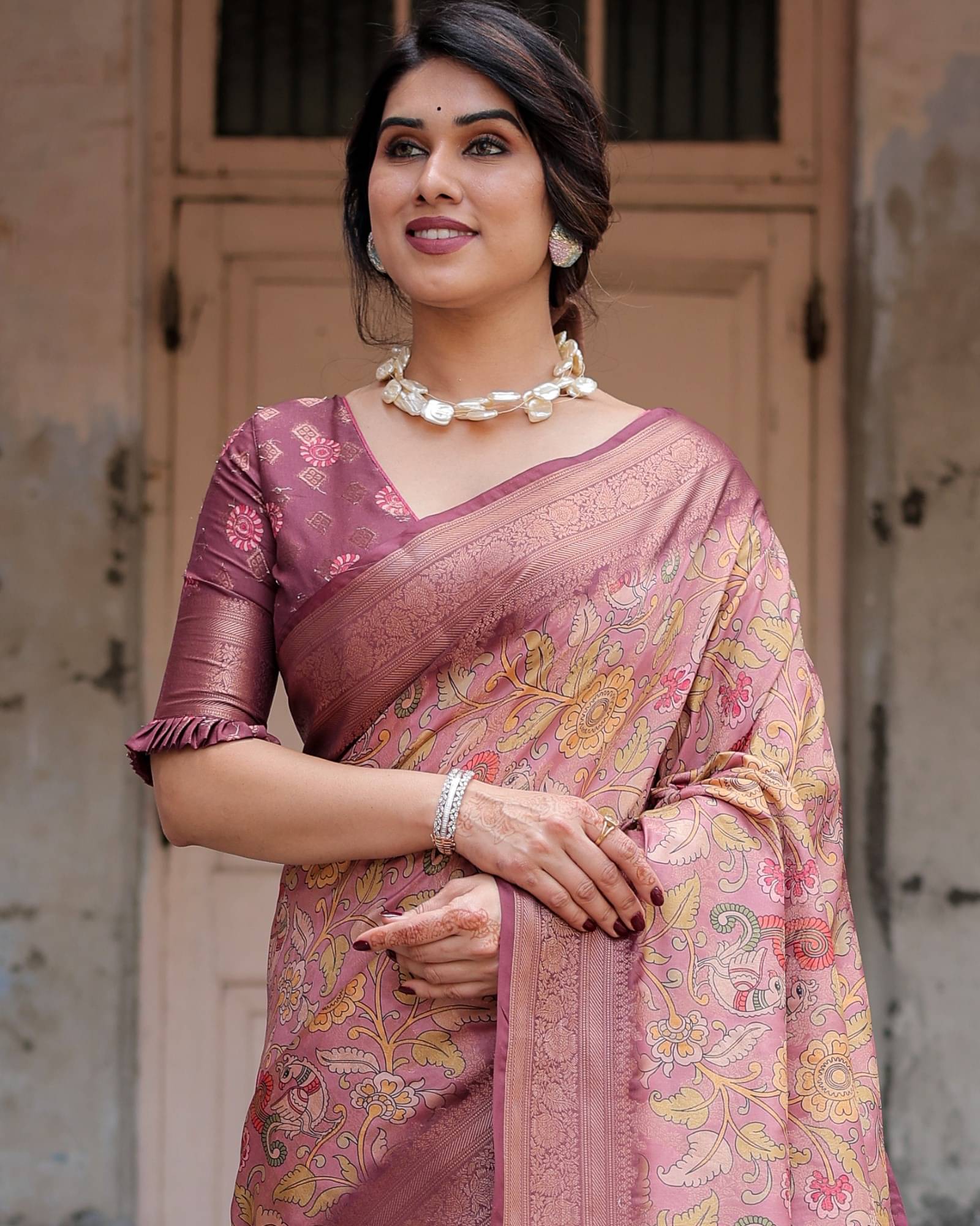 Almaari Fashion Cotton Silk Printed Saree With Unstitched Blouse Piece ( Purple ) Almaari Fashion Cotton Silk Printed Saree With Unstitched Blouse Piece ( Purple )