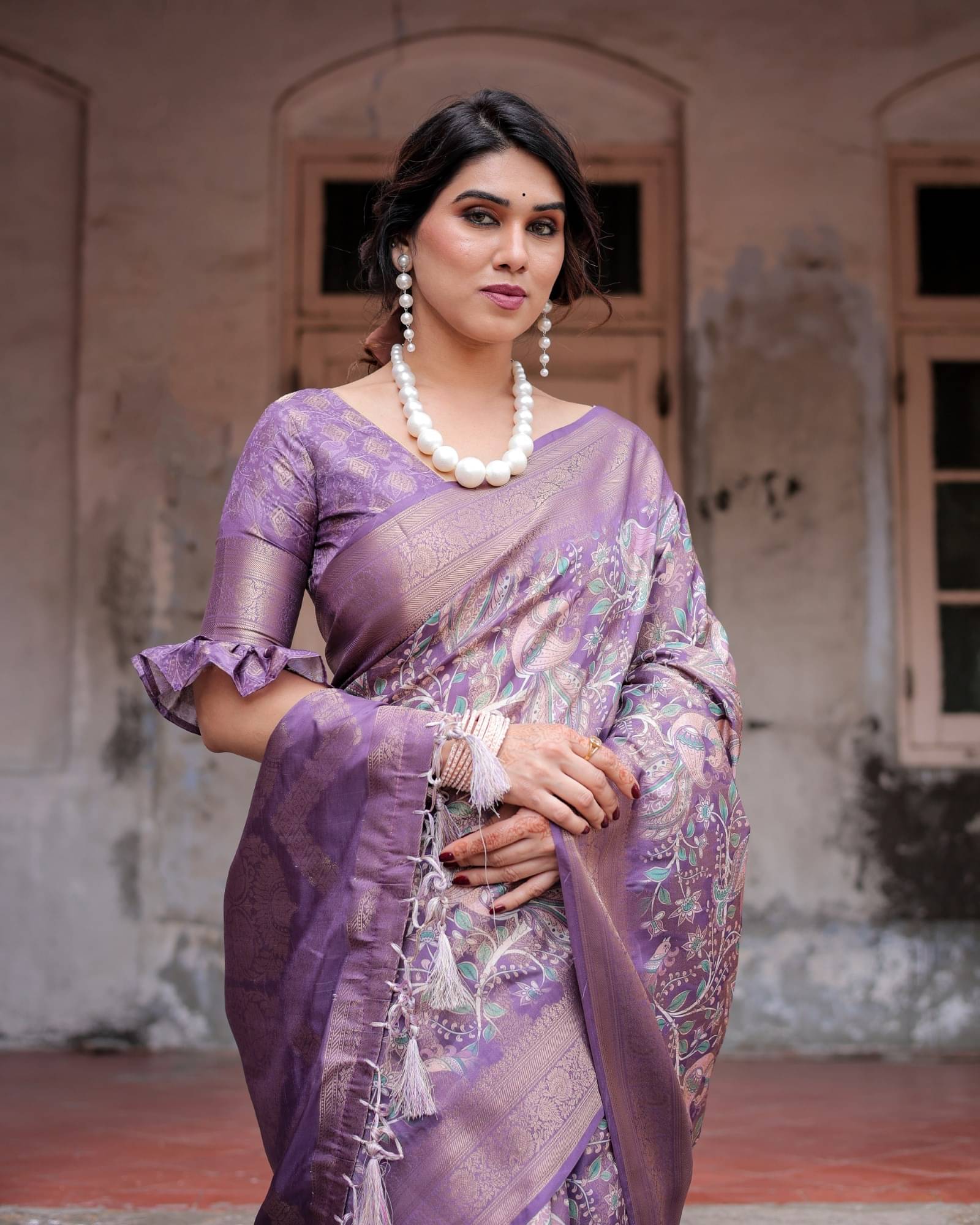 Almaari Fashion Cotton Silk Printed Saree With Unstitched Blouse Piece ( Purple ) Almaari Fashion Cotton Silk Printed Saree With Unstitched Blouse Piece ( Purple )