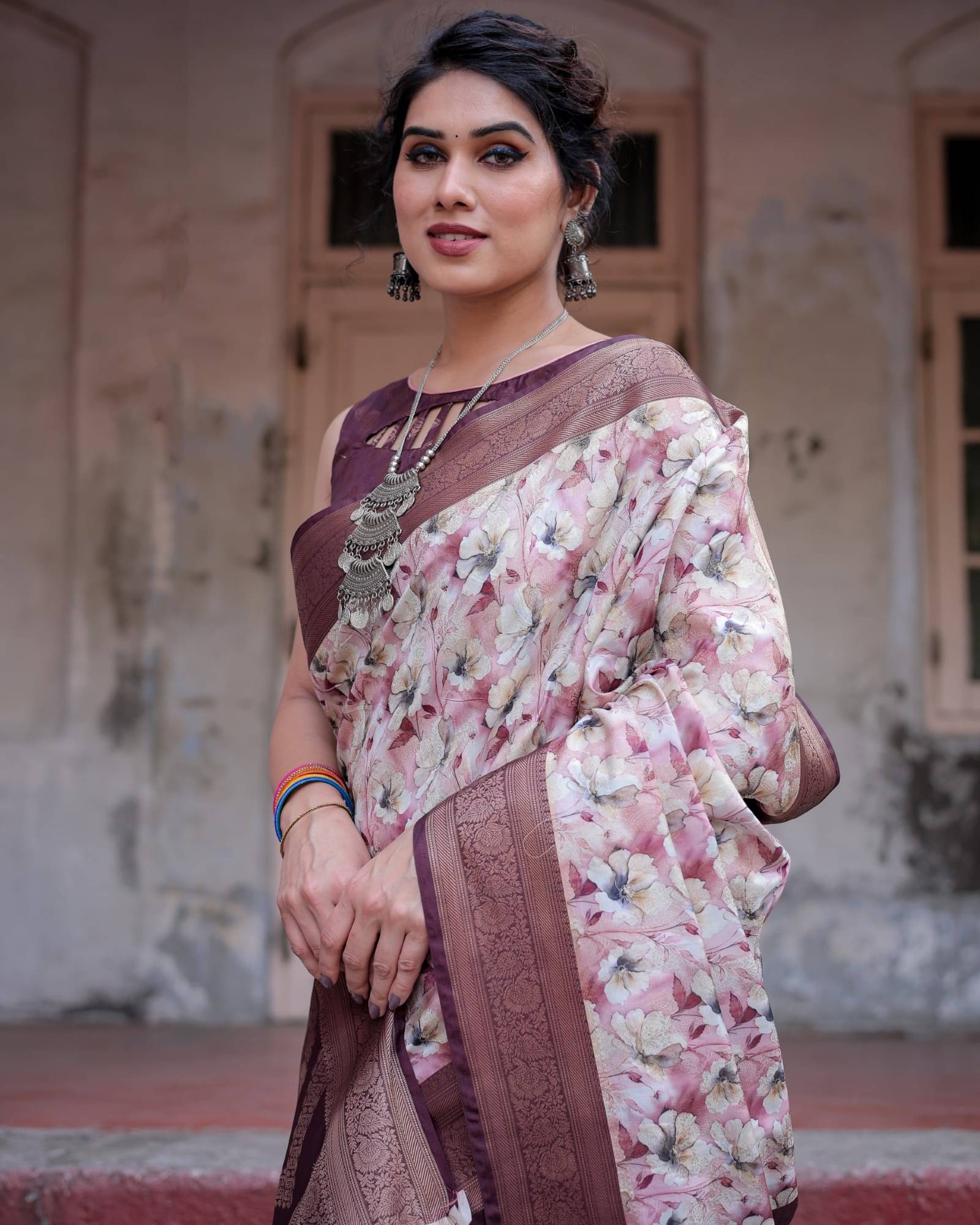     			Almaari Fashion Cotton Silk Printed Saree With Unstitched Blouse Piece ( White )