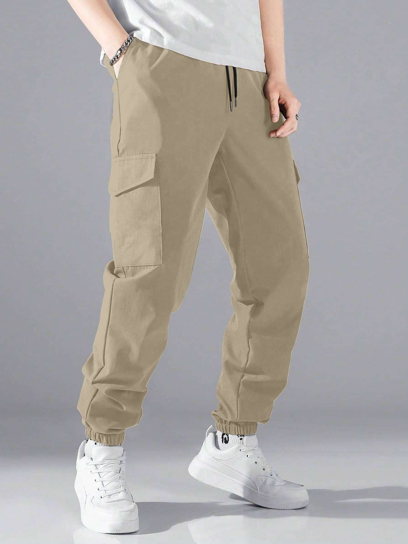     			Aahwan Regular Flat Men's Joggers - Khaki ( Pack of 1 )