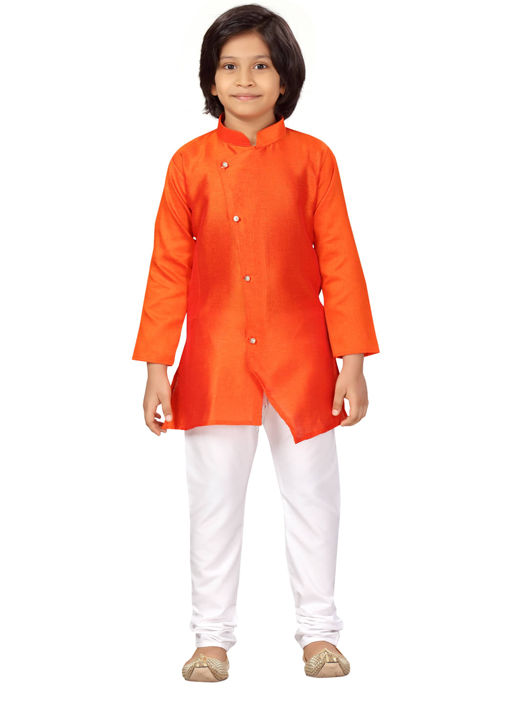     			Aarika Boys Silk Solid - Pattern Kurta Pyjama Set ( Orange , Pack of 1 )