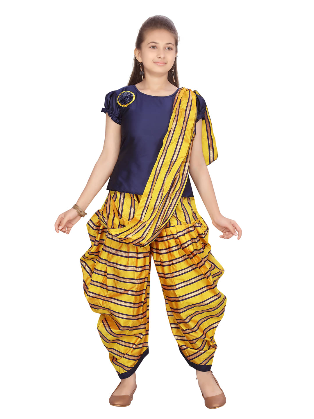     			Aarika Girls Silk Kurti with Salwar ( Pack of 1 , Navy Blue )