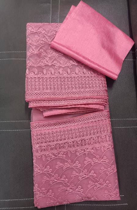 Aika Net Embroidered Saree With Unstitched Blouse Piece ( Peach ) Aika Net Embroidered Saree With Unstitched Blouse Piece ( Peach )