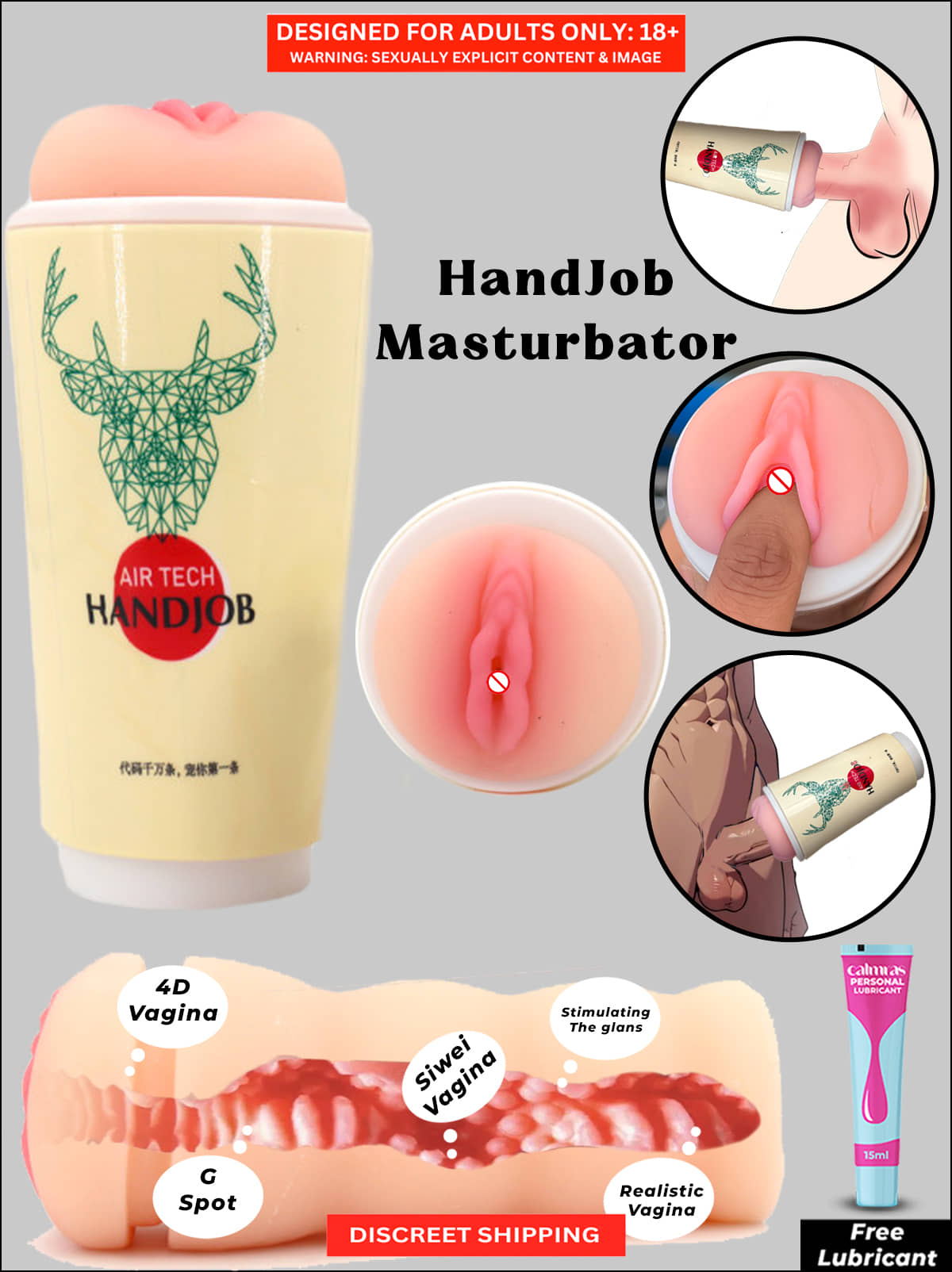 Airtech Self-Pleasure Device - High Quality Soft Silicon Masturbator and Flexible Design for Men