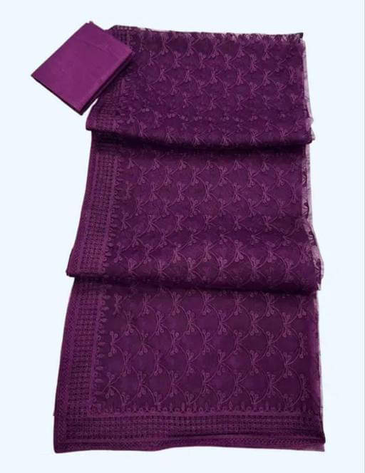 Apnisha Net Embroidered Saree With Unstitched Blouse Piece ( Wine ) Apnisha Net Embroidered Saree With Unstitched Blouse Piece ( Wine )
