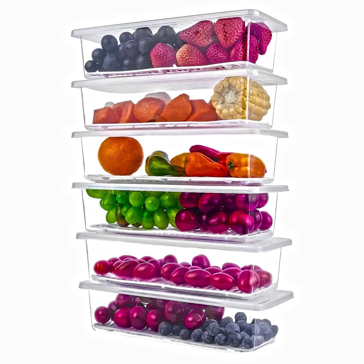 BRANZY Fridge Containers Plastic White Multi-Purpose Container ( Set of 6 ) BRANZY Fridge Containers Plastic White Multi-Purpose Container ( Set of 6 )